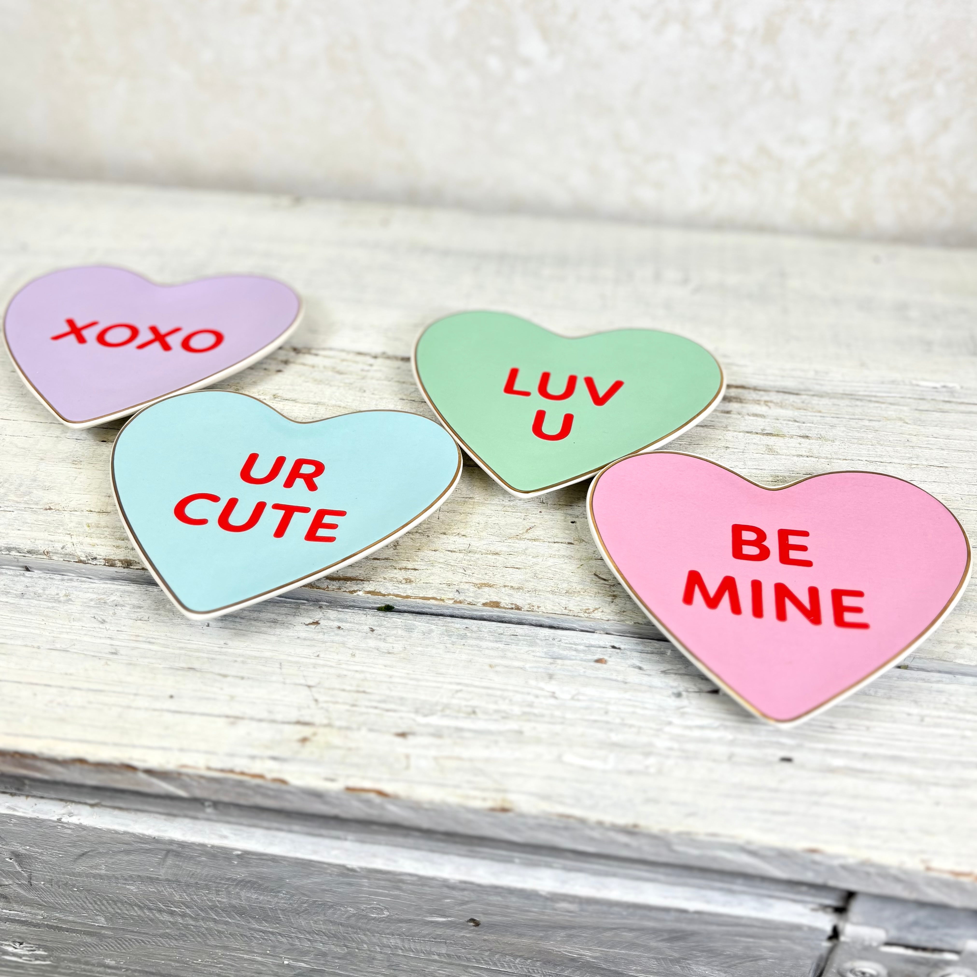 "BE MINE" Conversation Candy Heart Trinket Dish