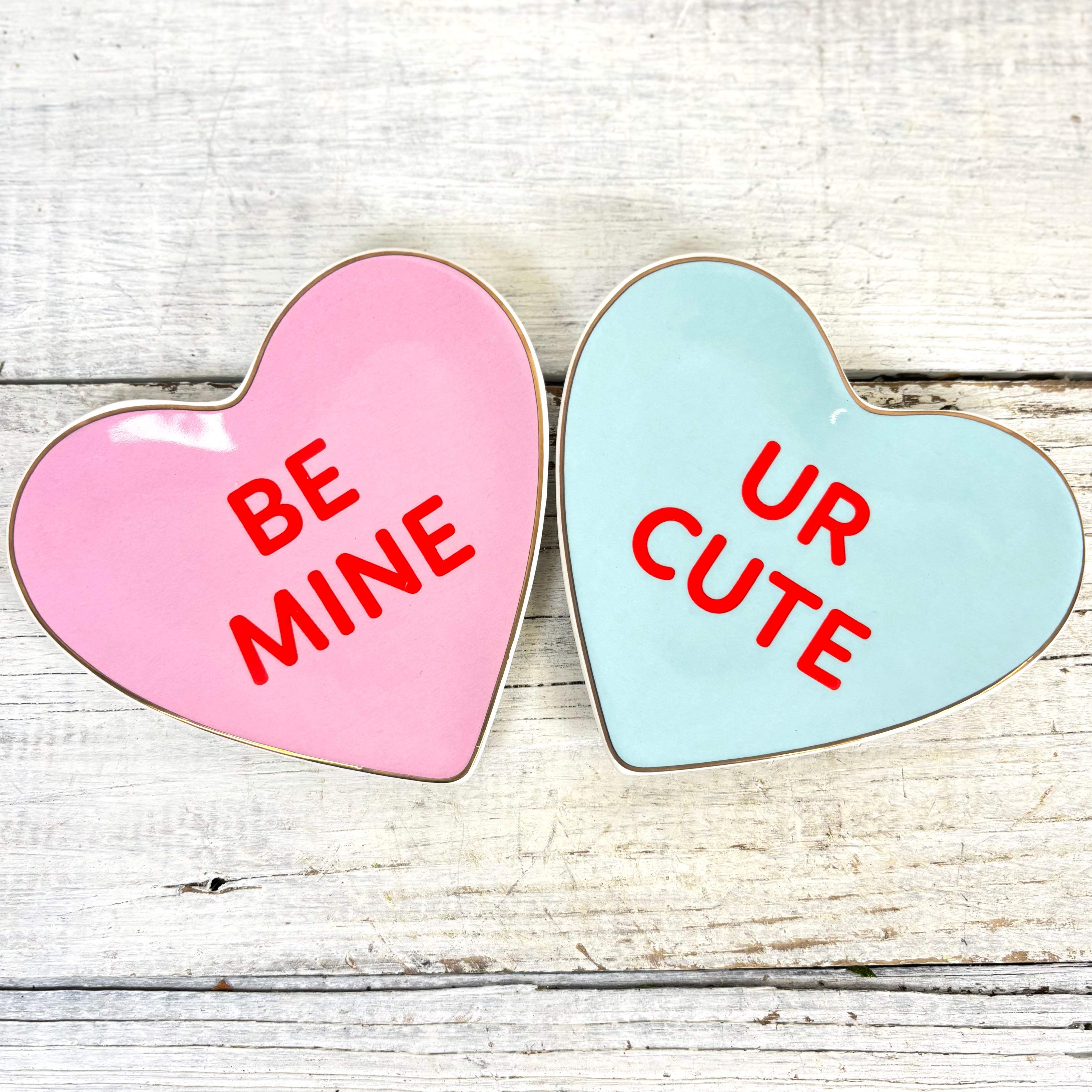 "BE MINE" Conversation Candy Heart Trinket Dish