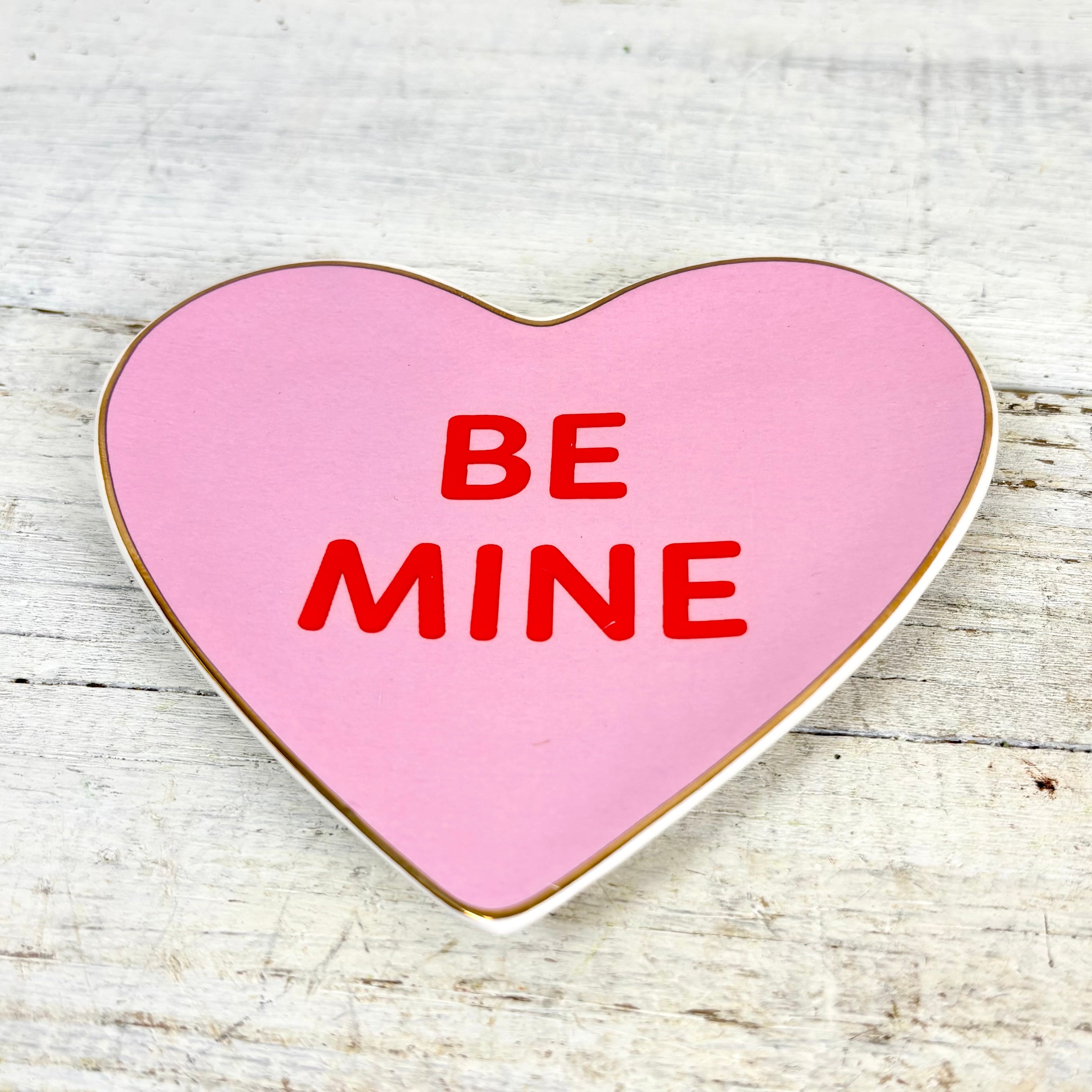 "BE MINE" Conversation Candy Heart Trinket Dish