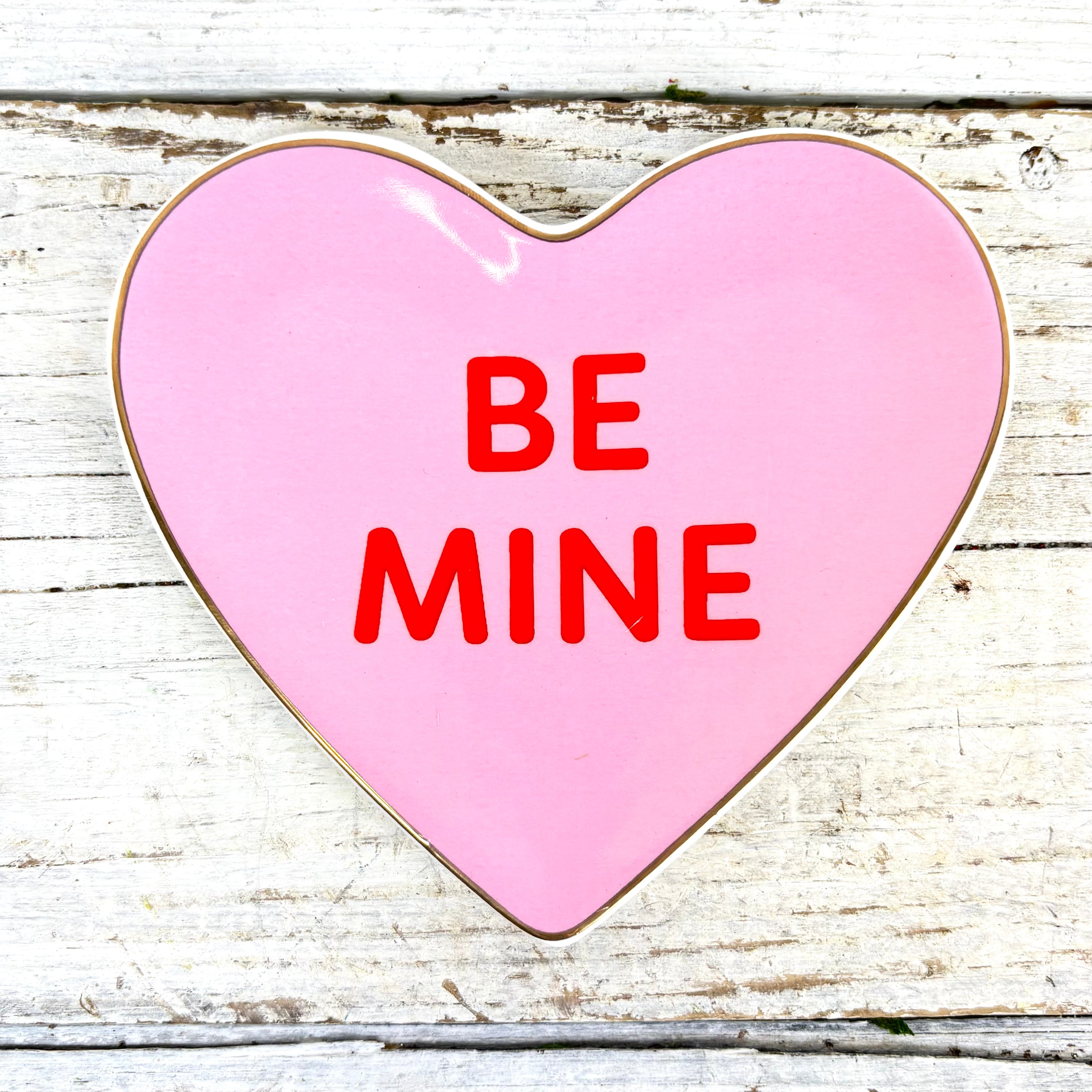 "BE MINE" Conversation Candy Heart Trinket Dish