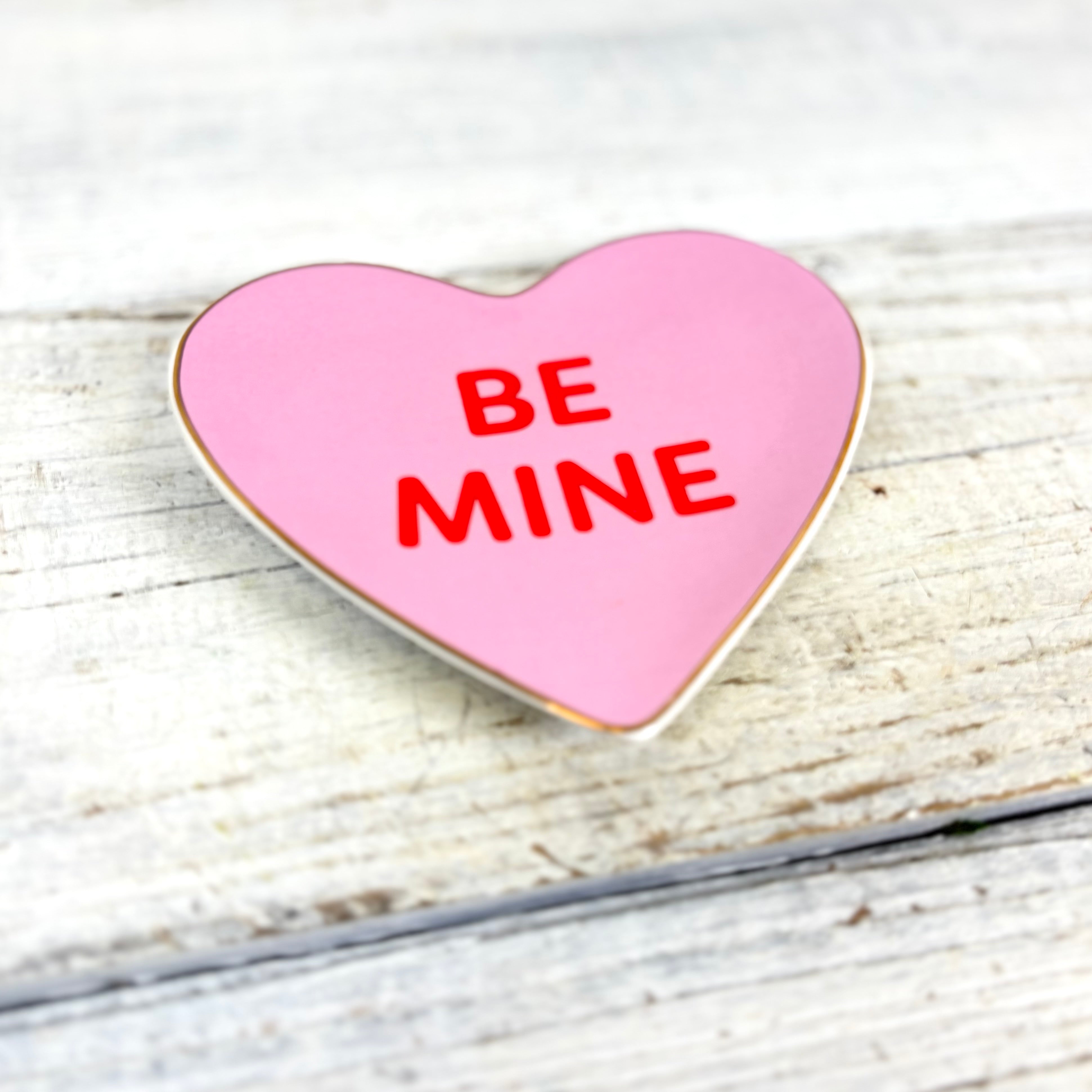 "BE MINE" Conversation Candy Heart Trinket Dish