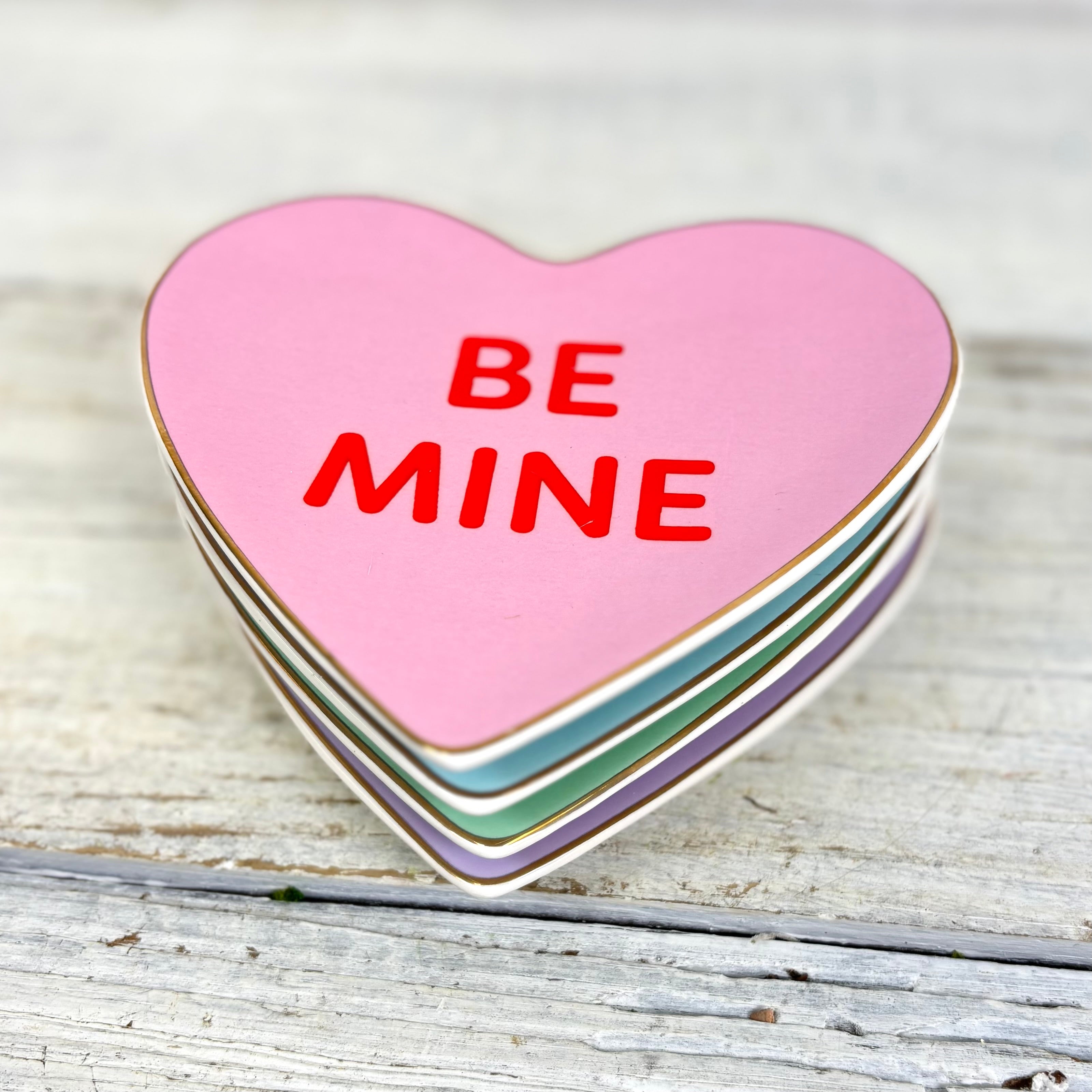 "BE MINE" Conversation Candy Heart Trinket Dish