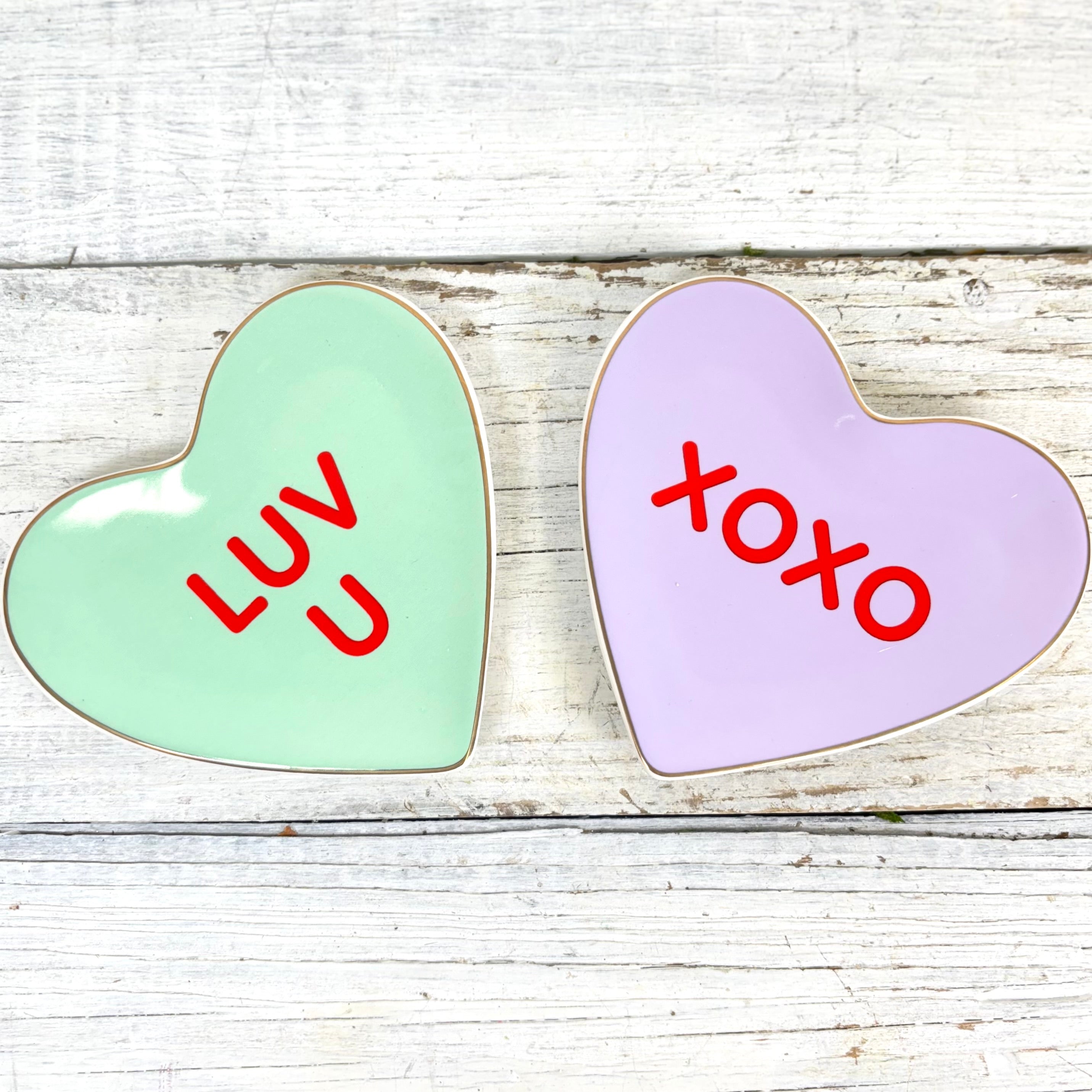 "XOXO" Conversation Candy Heart Trinket Dish