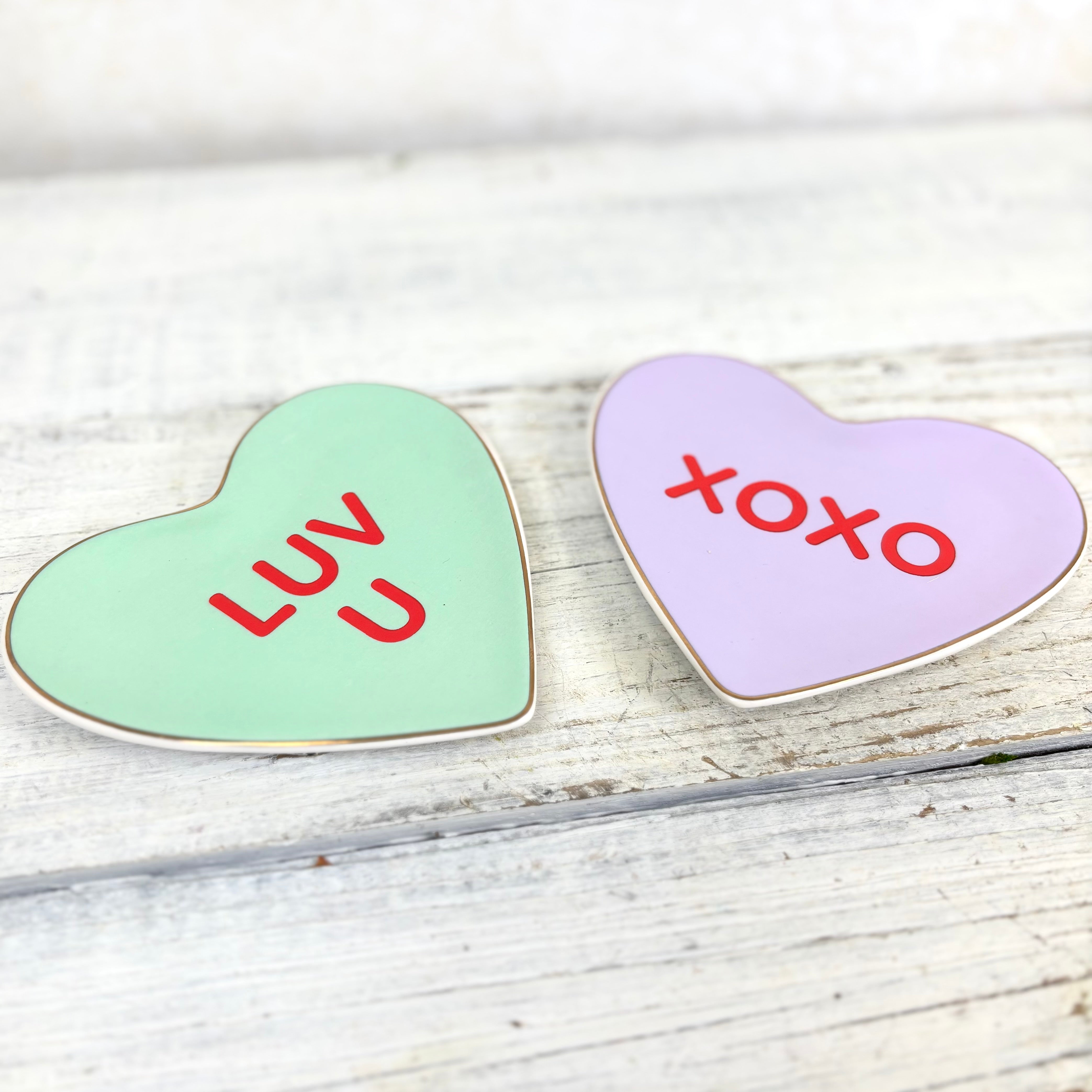 "XOXO" Conversation Candy Heart Trinket Dish