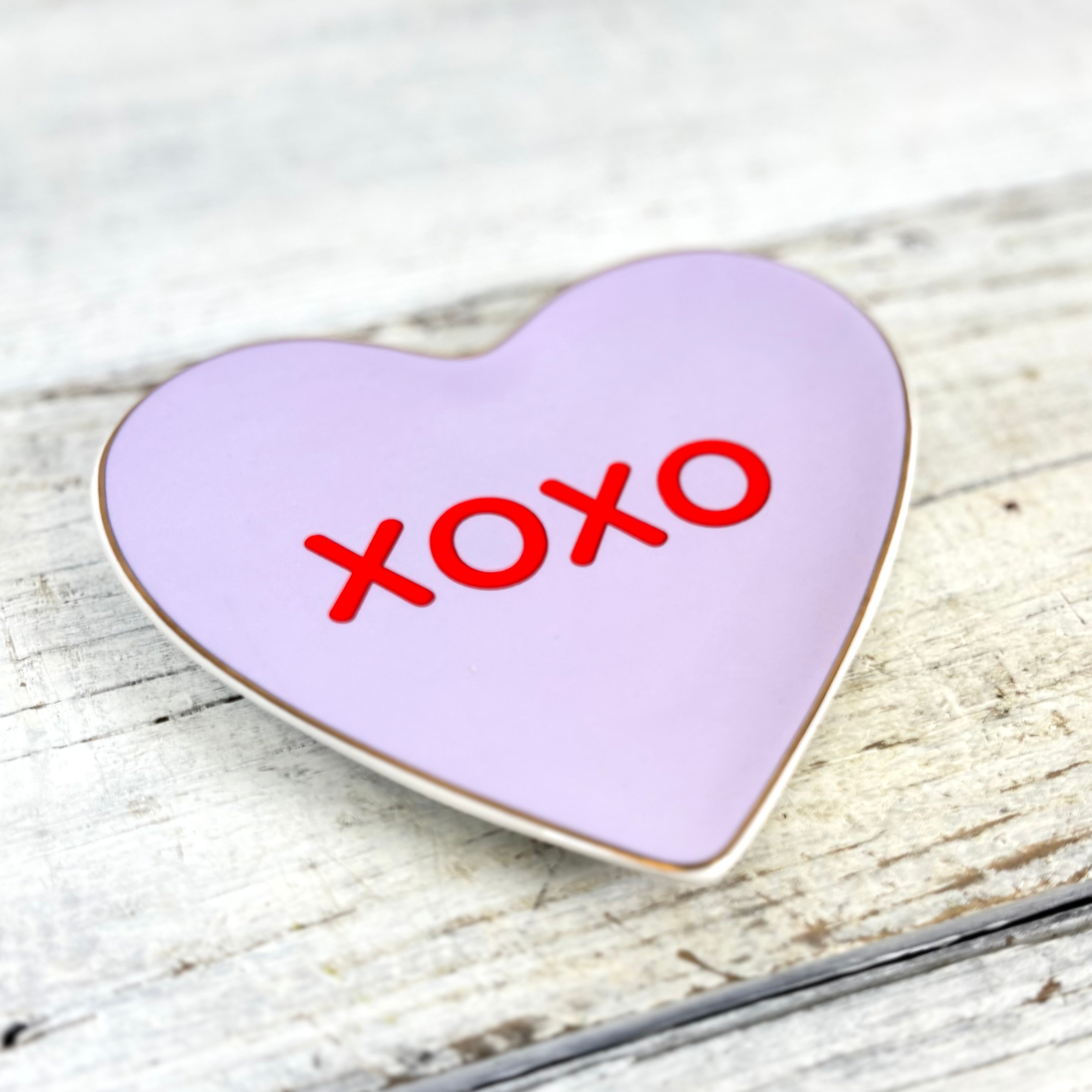 "XOXO" Conversation Candy Heart Trinket Dish