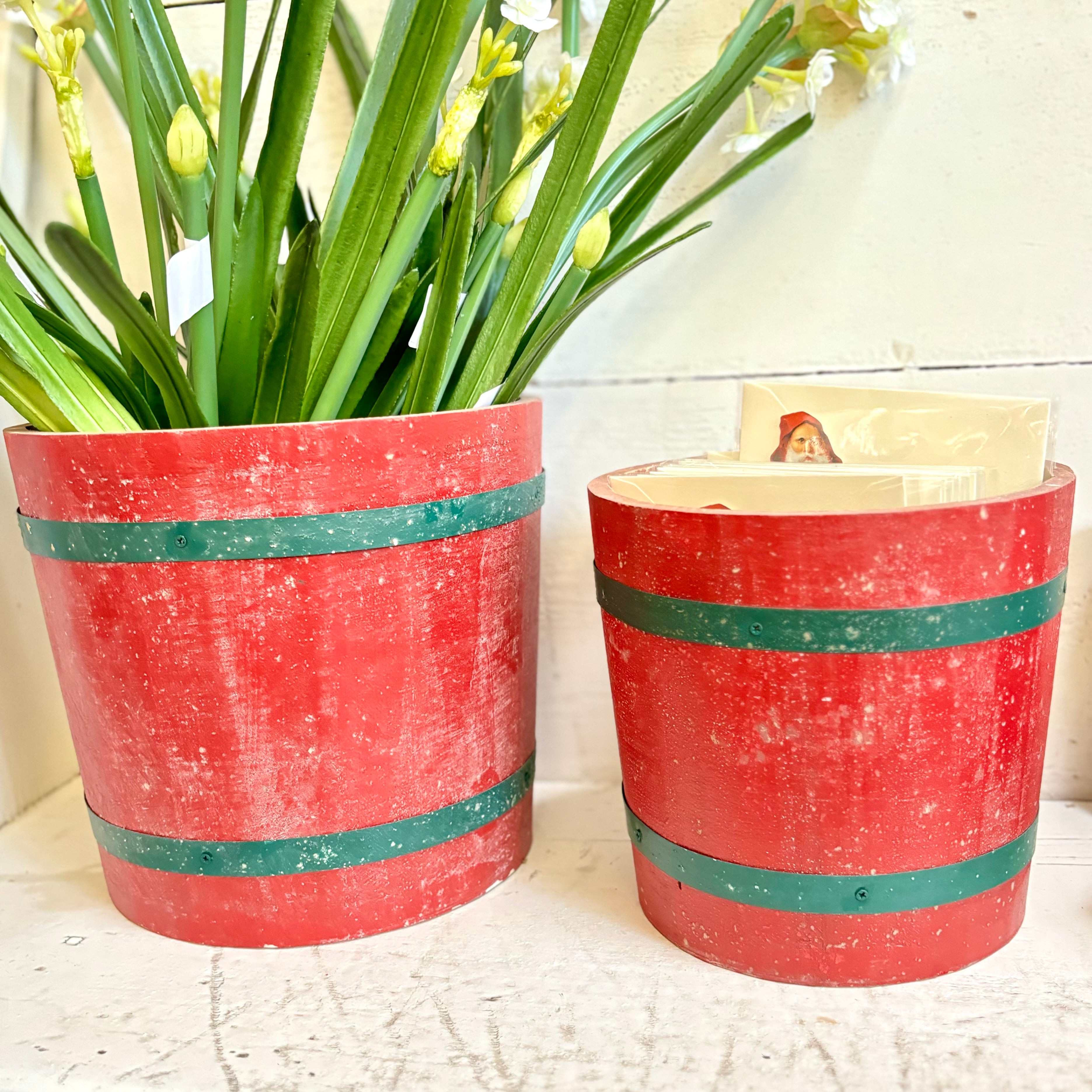 Holiday Barrel Wood Bucket Large