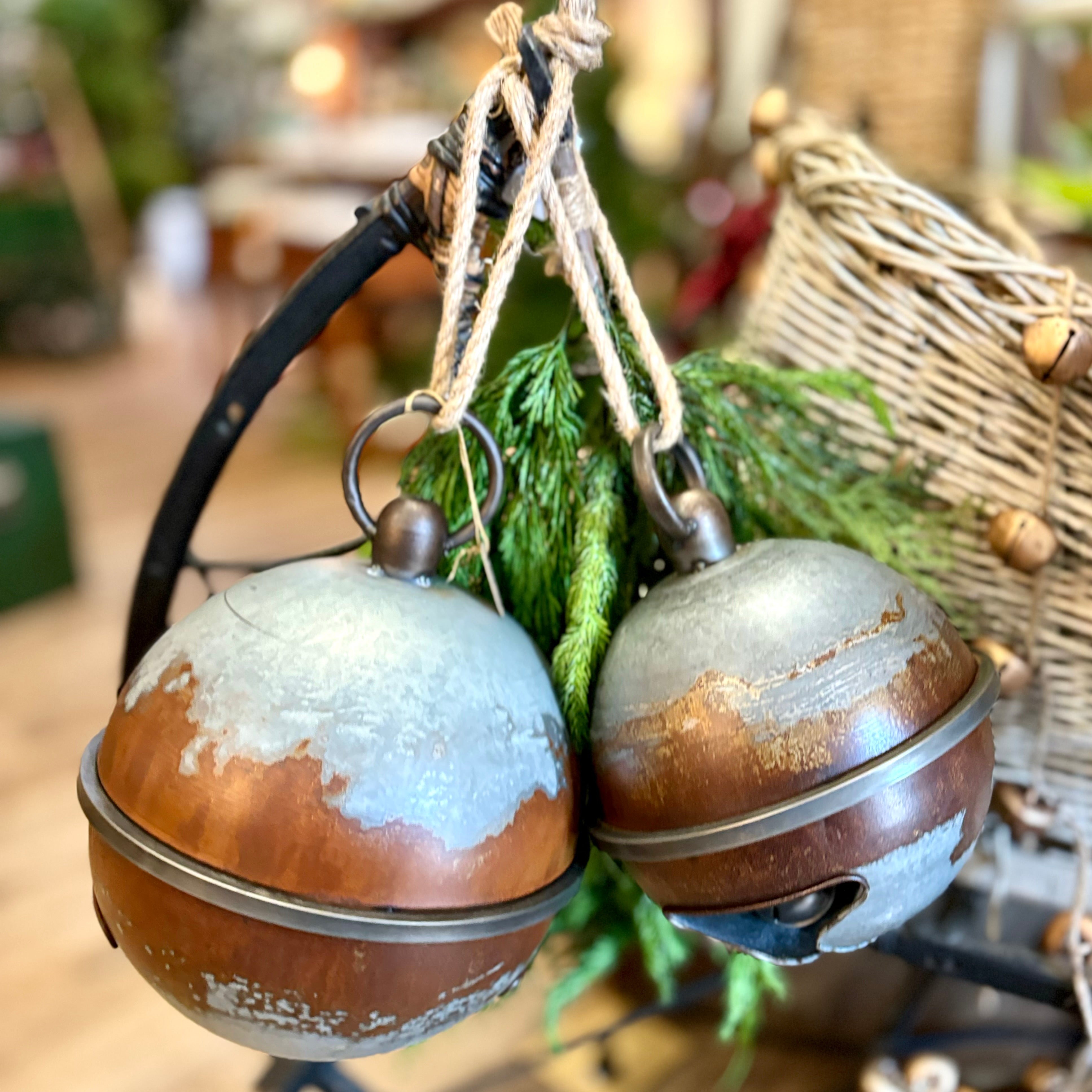 Aged Metal Sleigh Bell Large