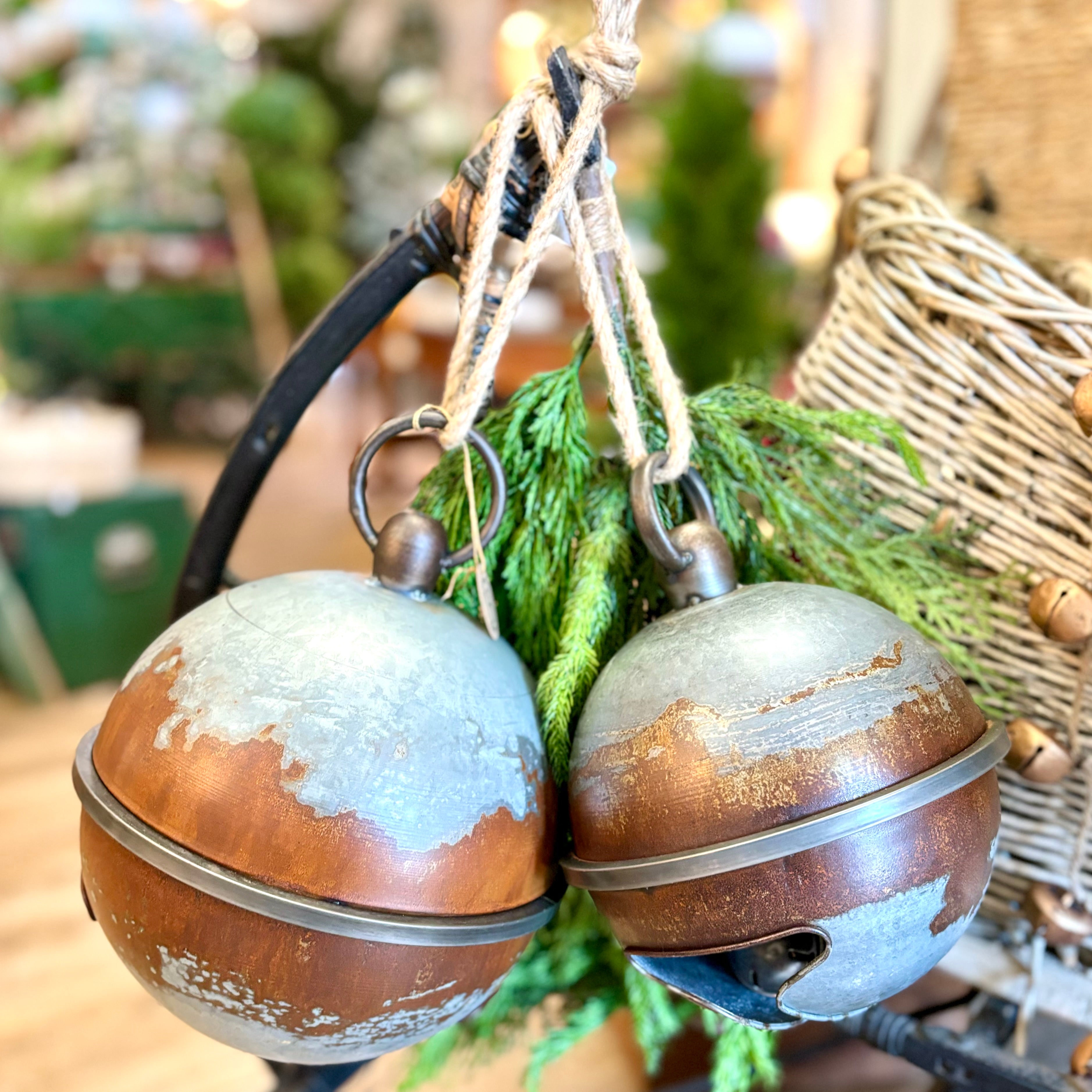 Aged Metal Sleigh Bell Large