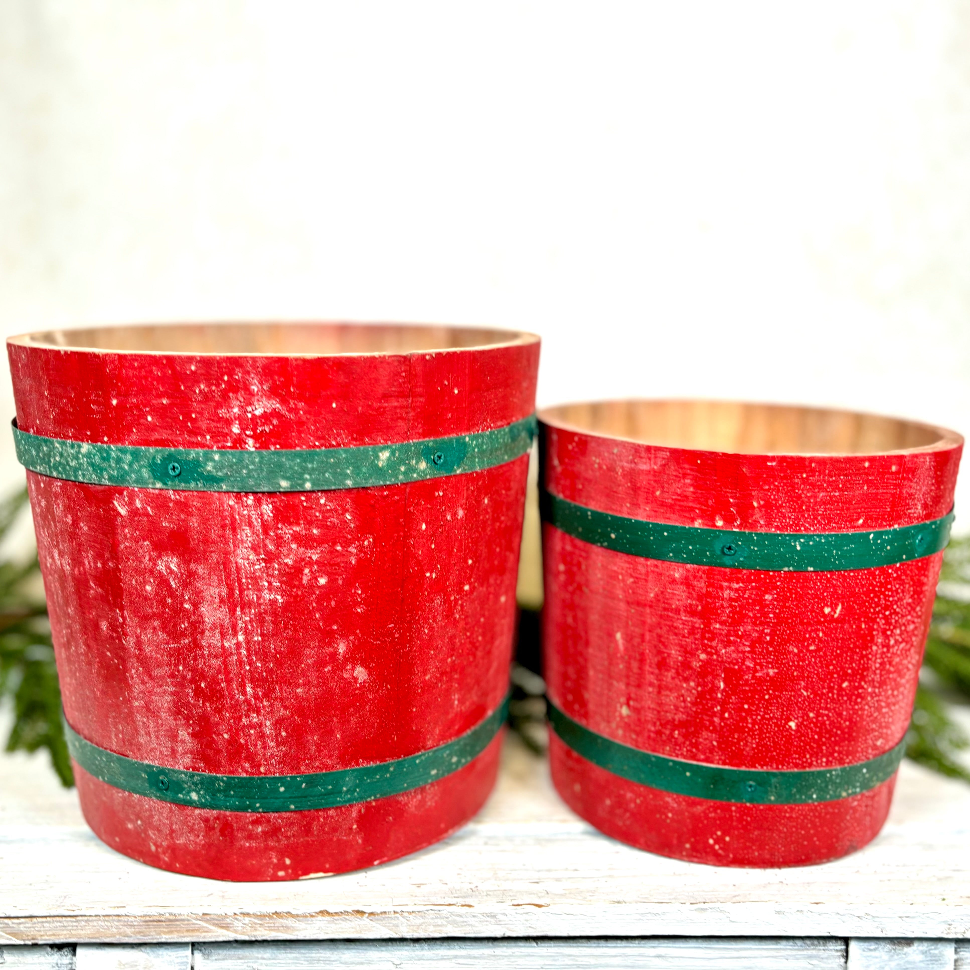 Holiday Barrel Wood Bucket Large