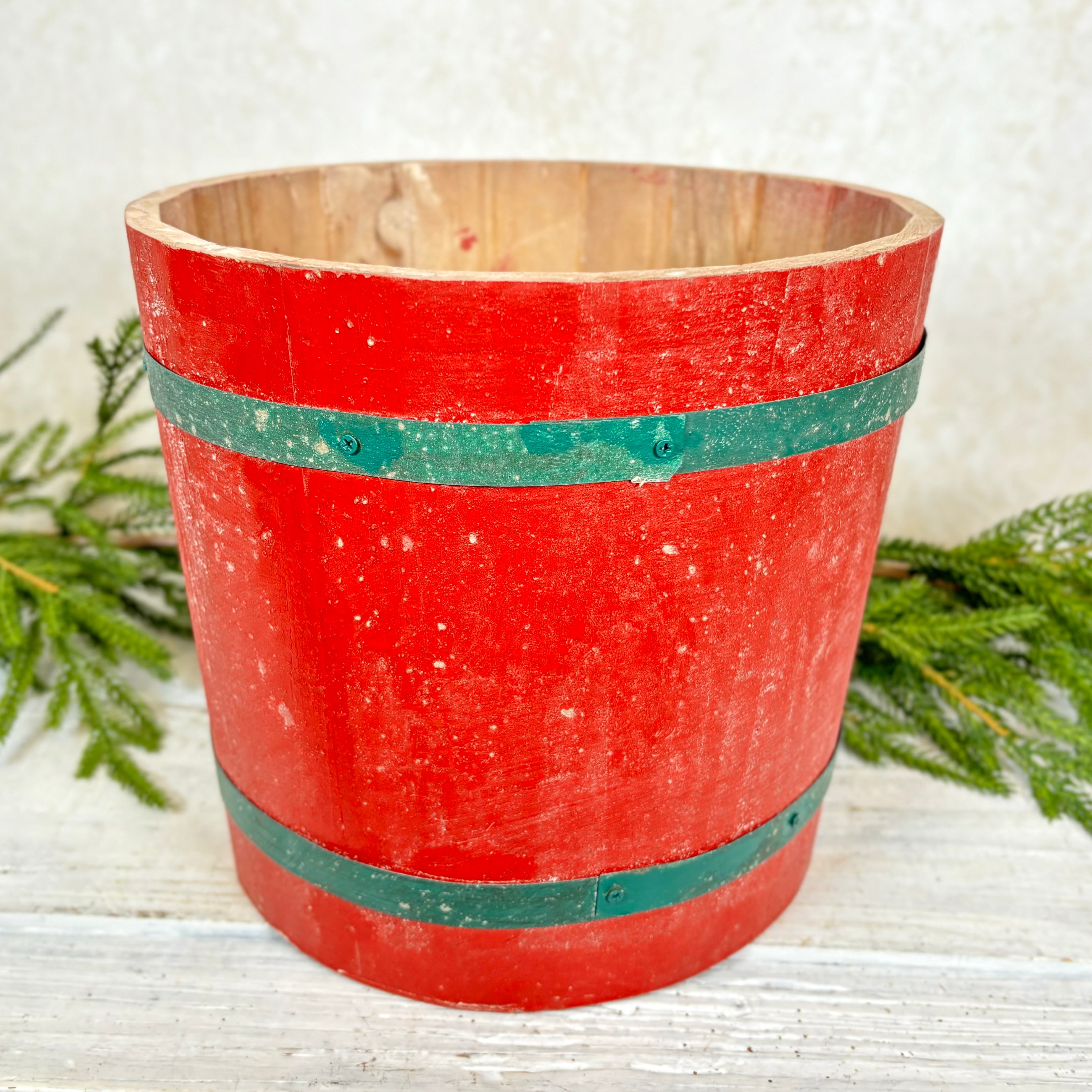 Holiday Barrel Wood Bucket Large