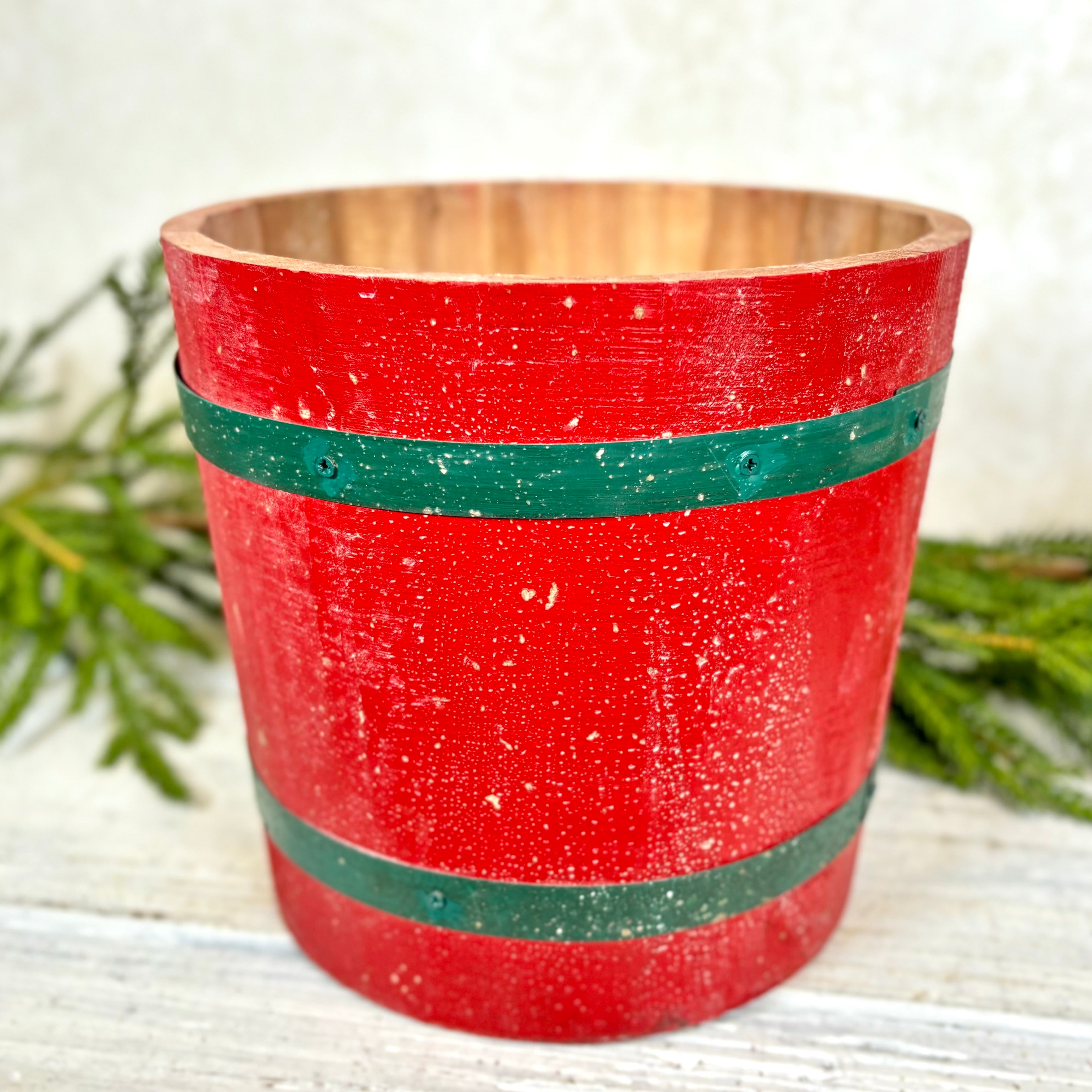 Holiday Barrel Wood Bucket Small