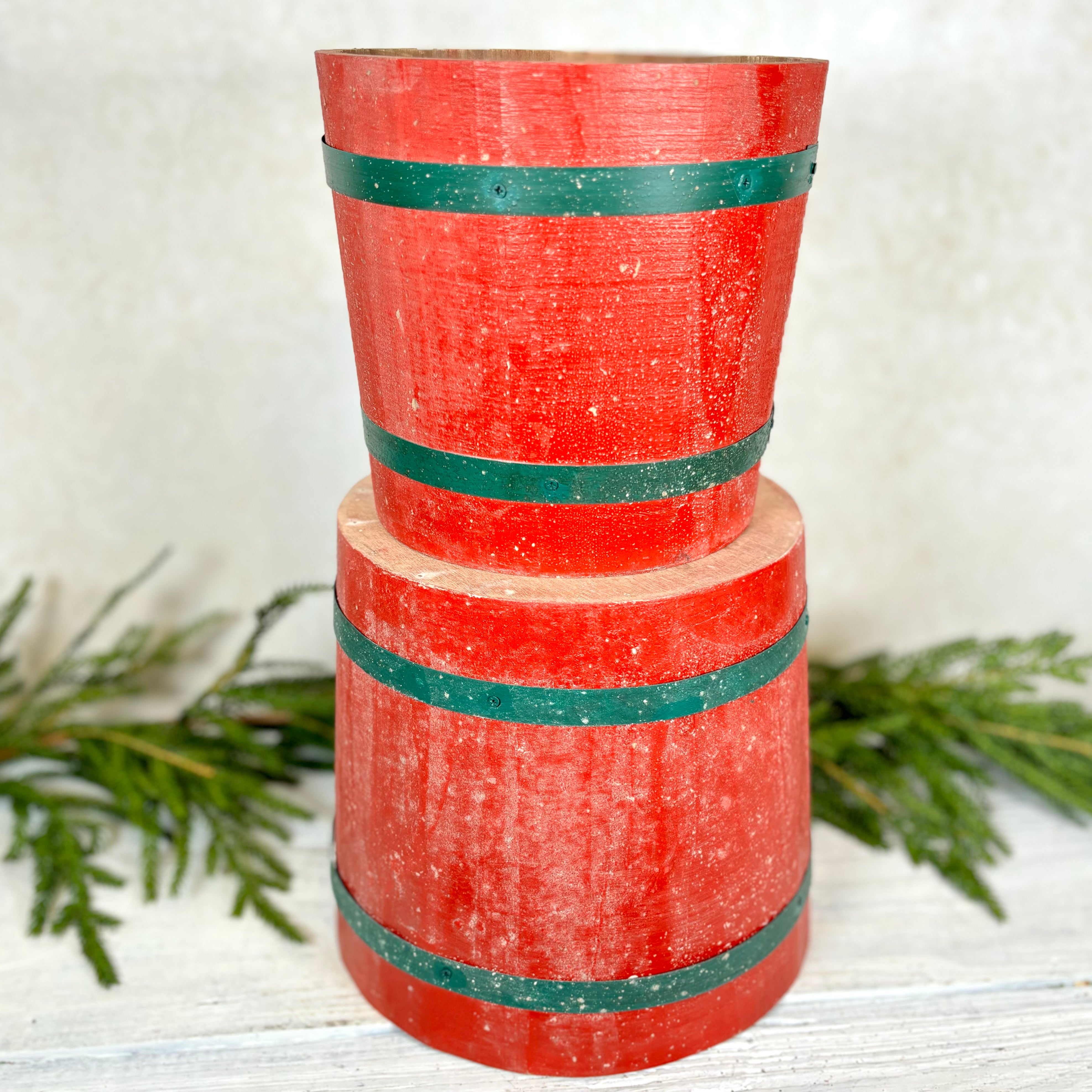 Holiday Barrel Wood Bucket Large