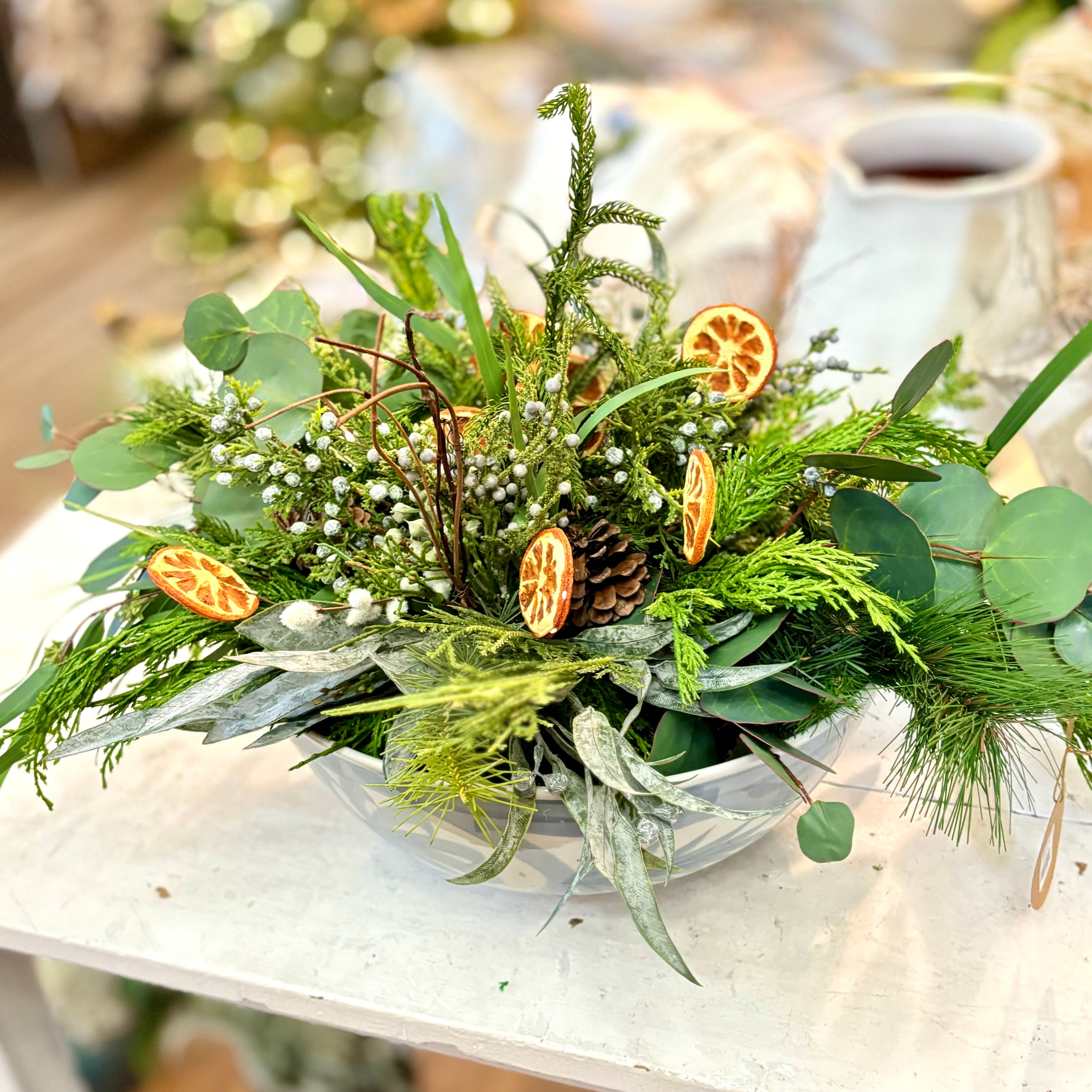 Orange Grove Evergreen Centerpiece