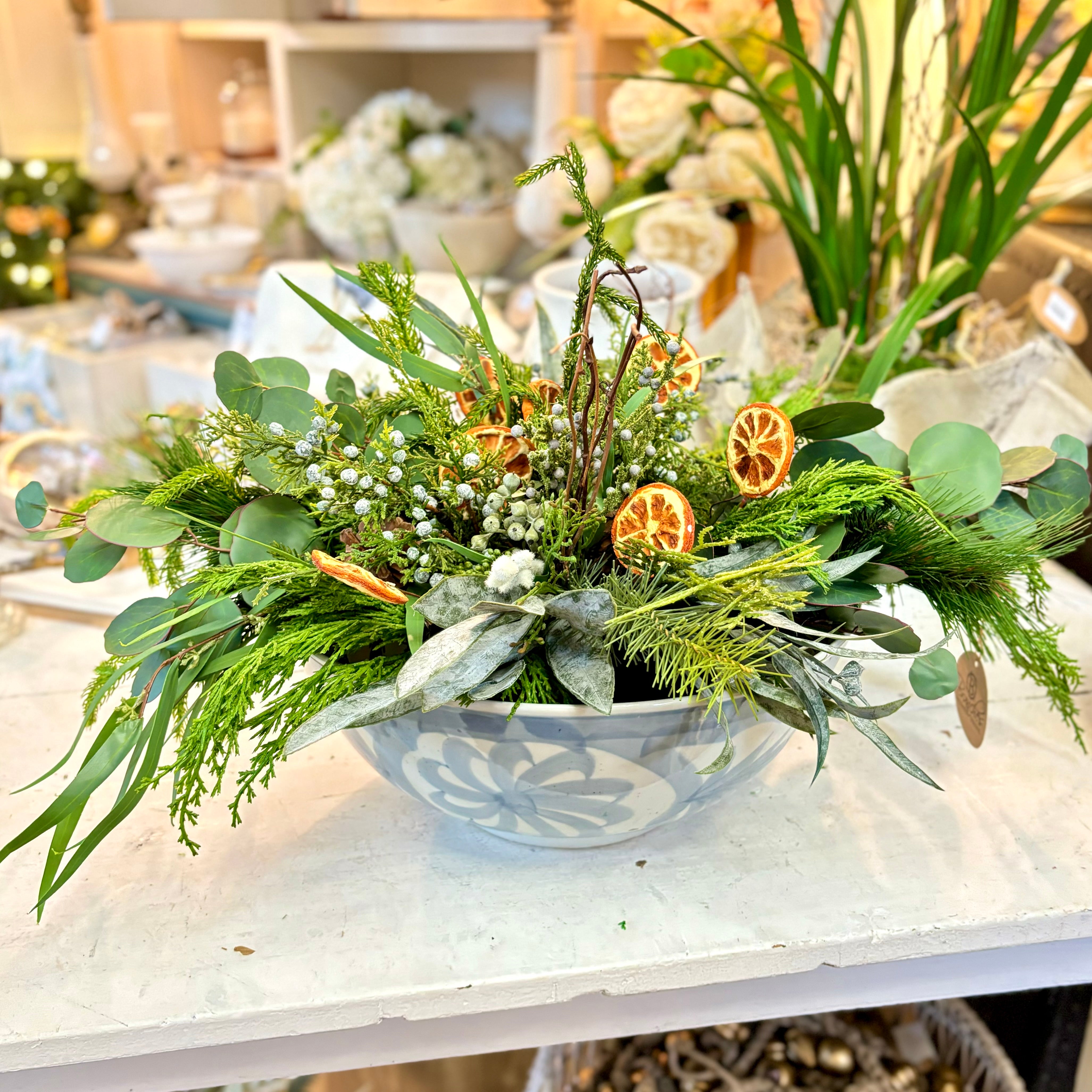 Orange Grove Evergreen Centerpiece