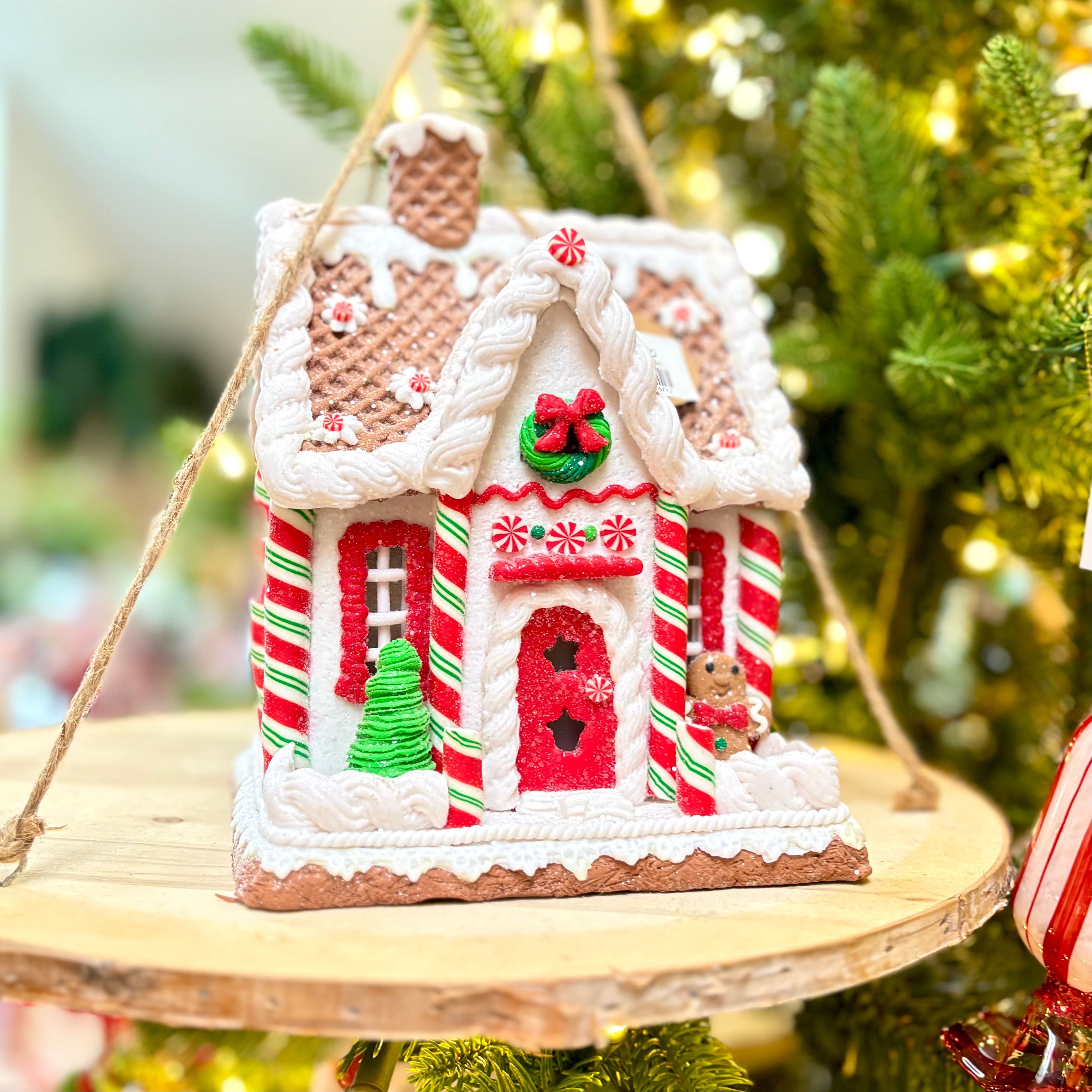 Peppermint Cookie House LED Battery Timer