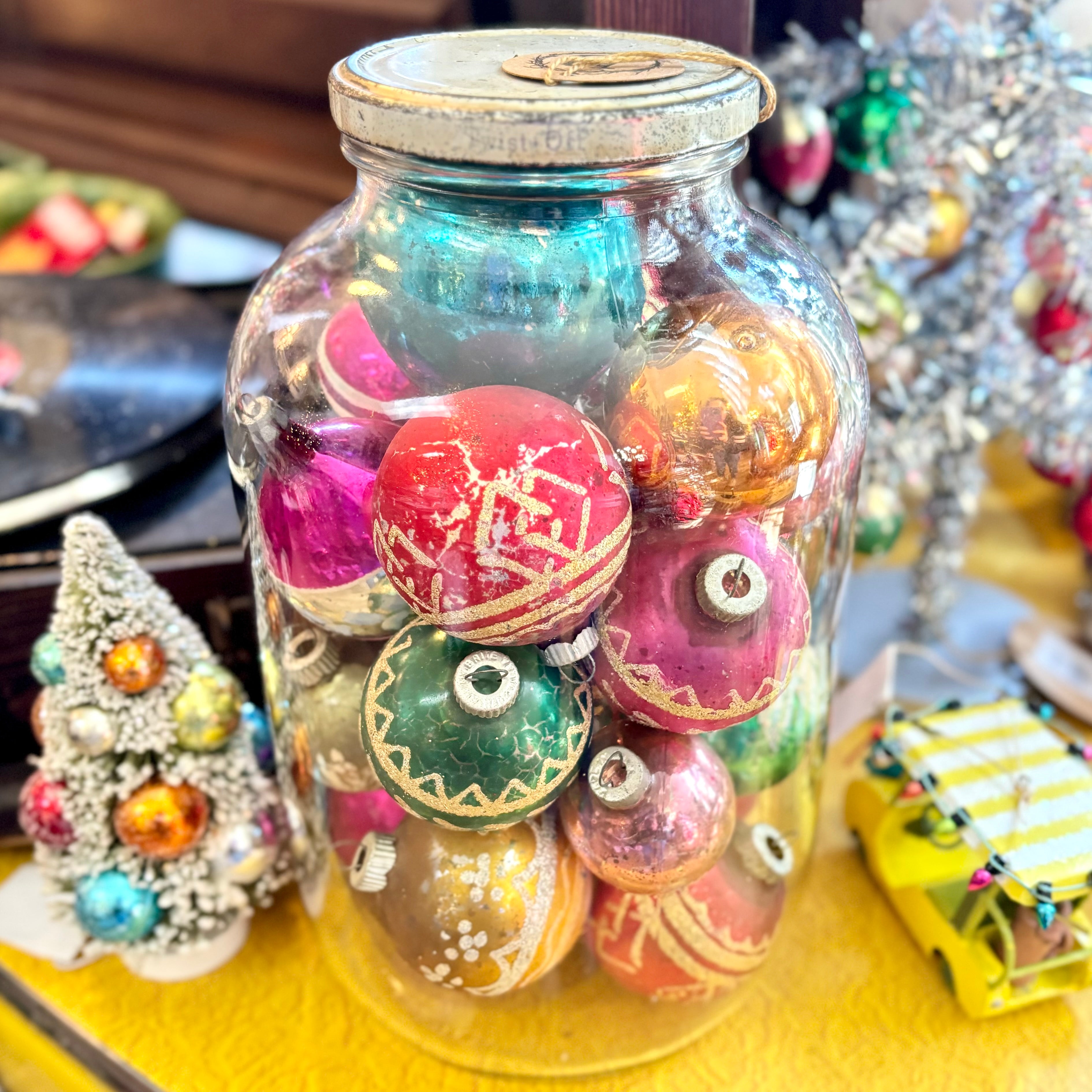 Vintage Ornaments In Jar