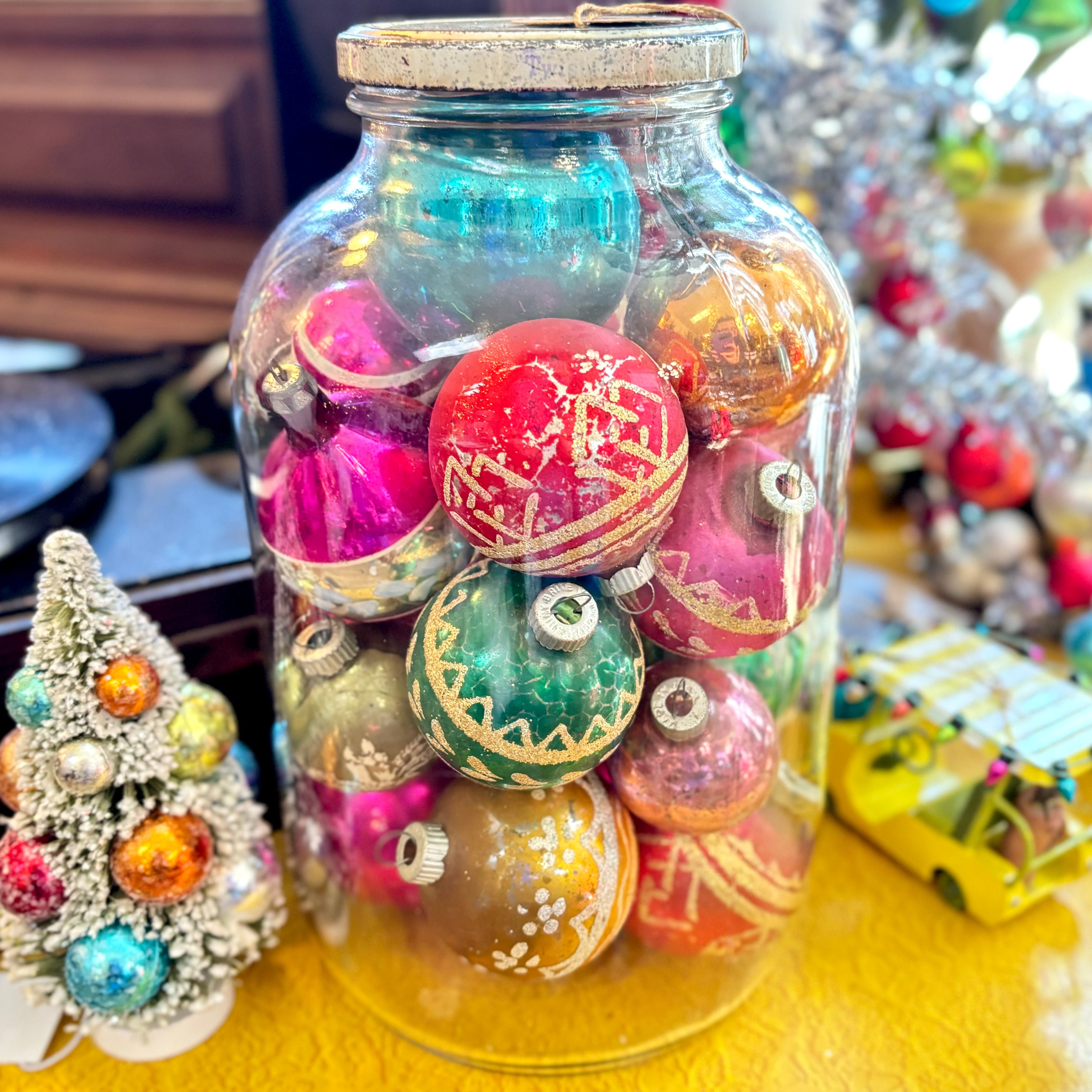 Vintage Ornaments In Jar