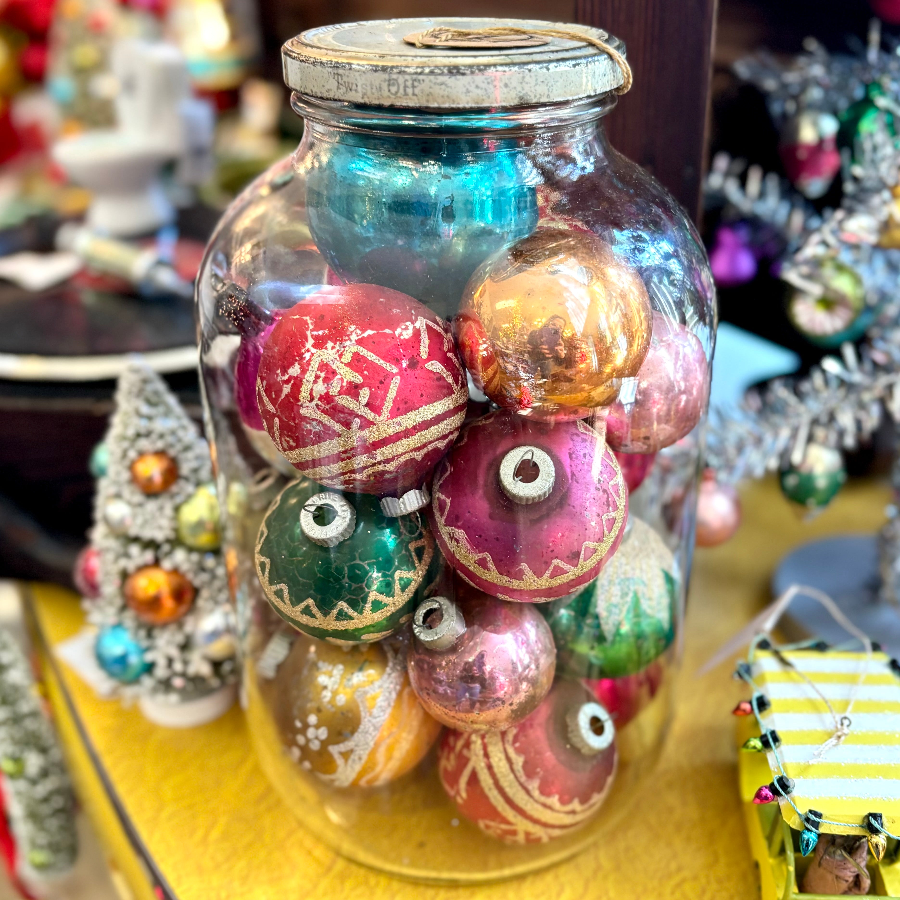 Vintage Ornaments In Jar