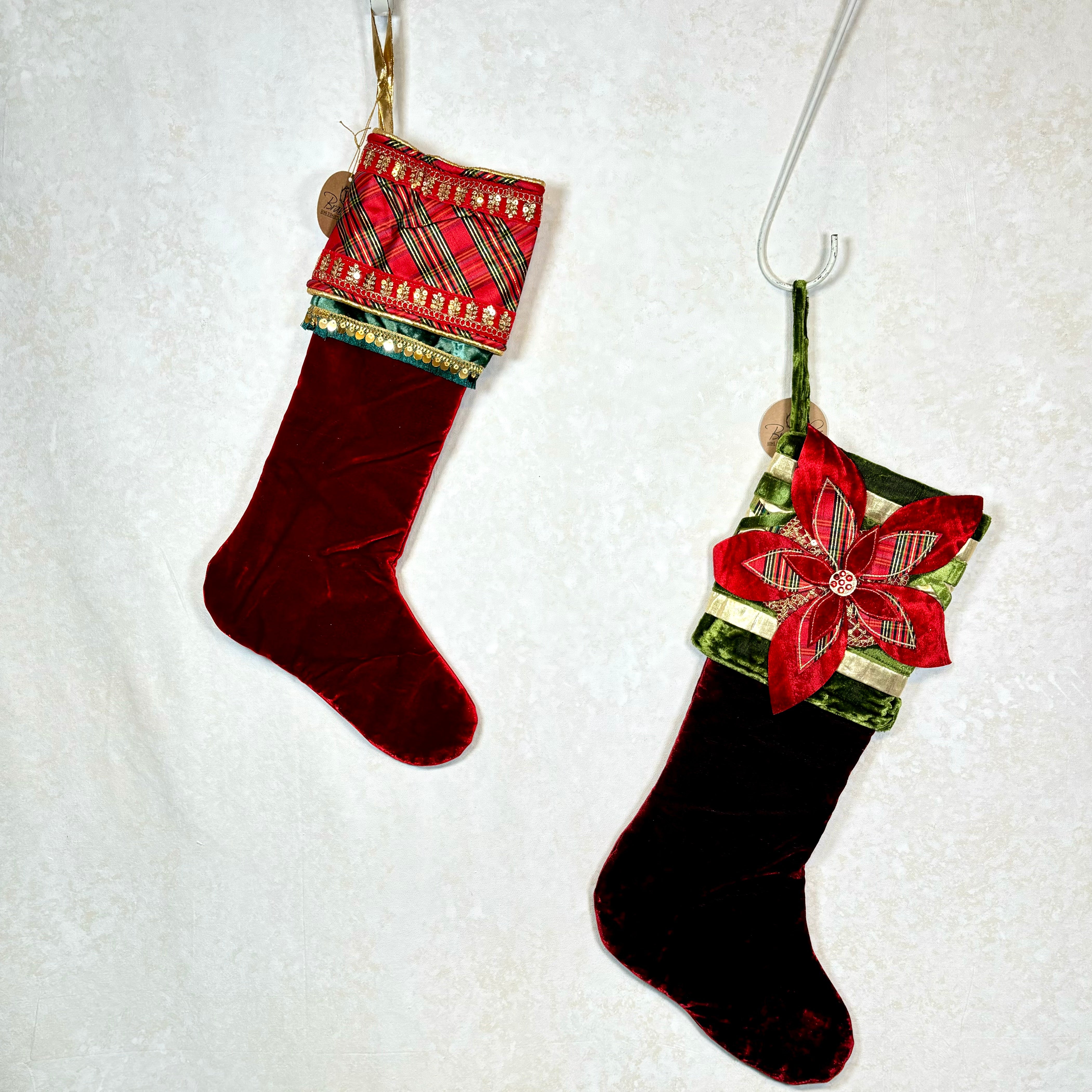 Velvet with Plaid Cuff Stocking