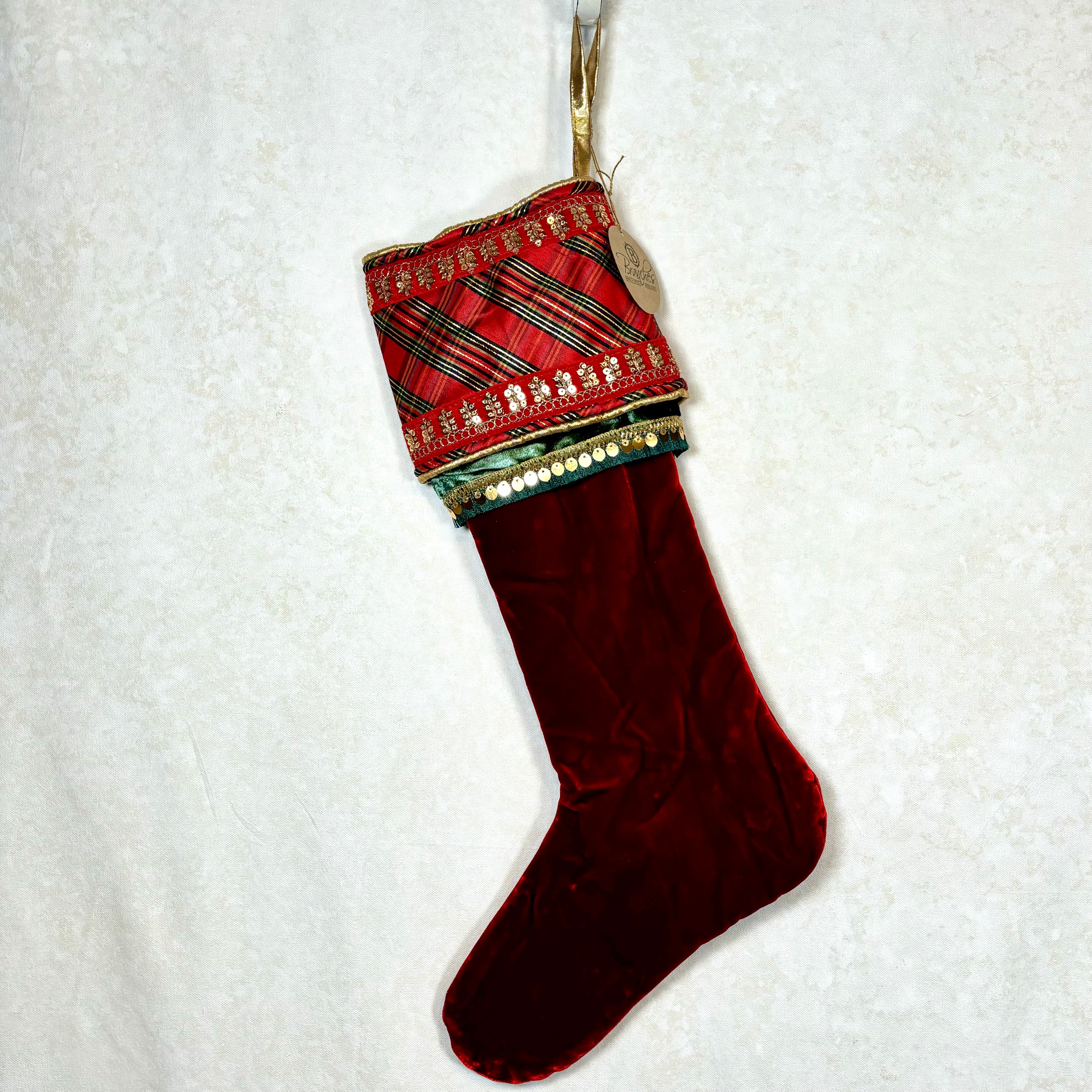 Velvet with Plaid Cuff Stocking