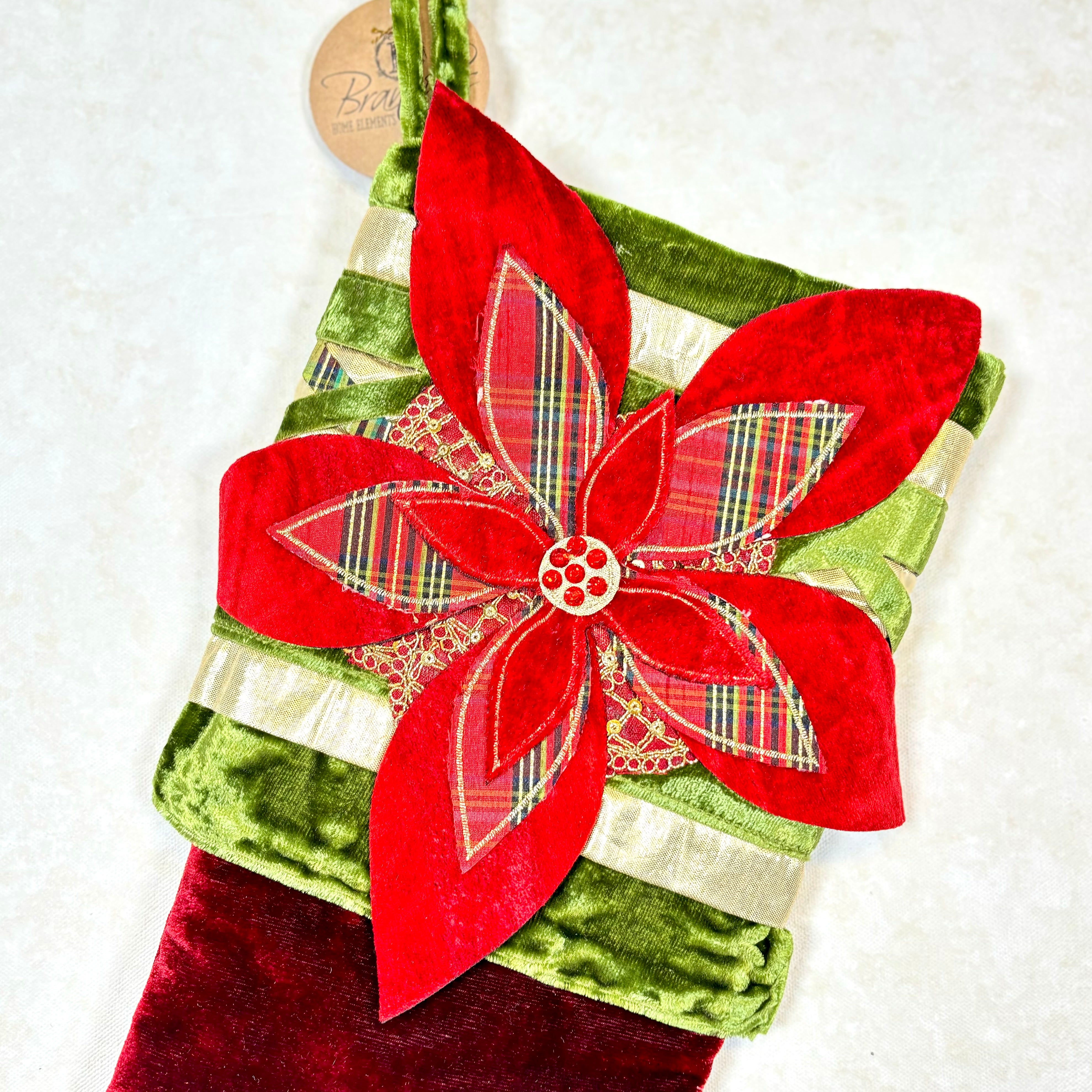 Velvet Poinsettia Stocking