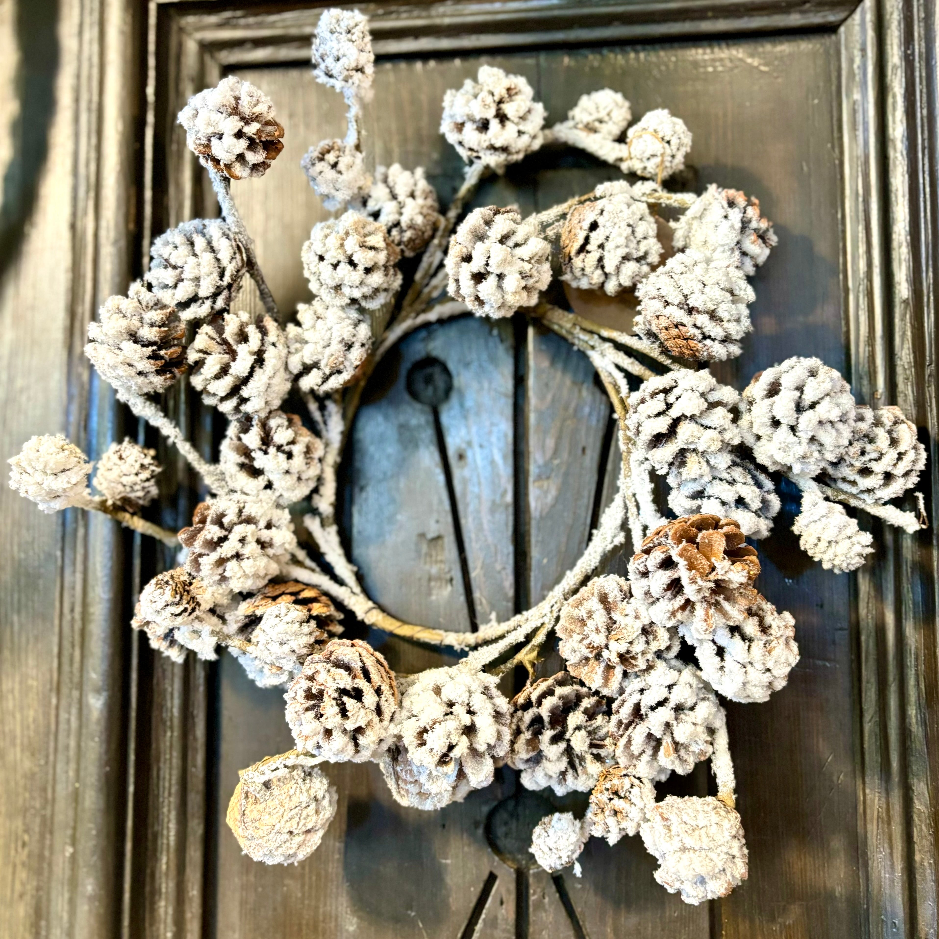 Snowy Pine Cone Candle Ring