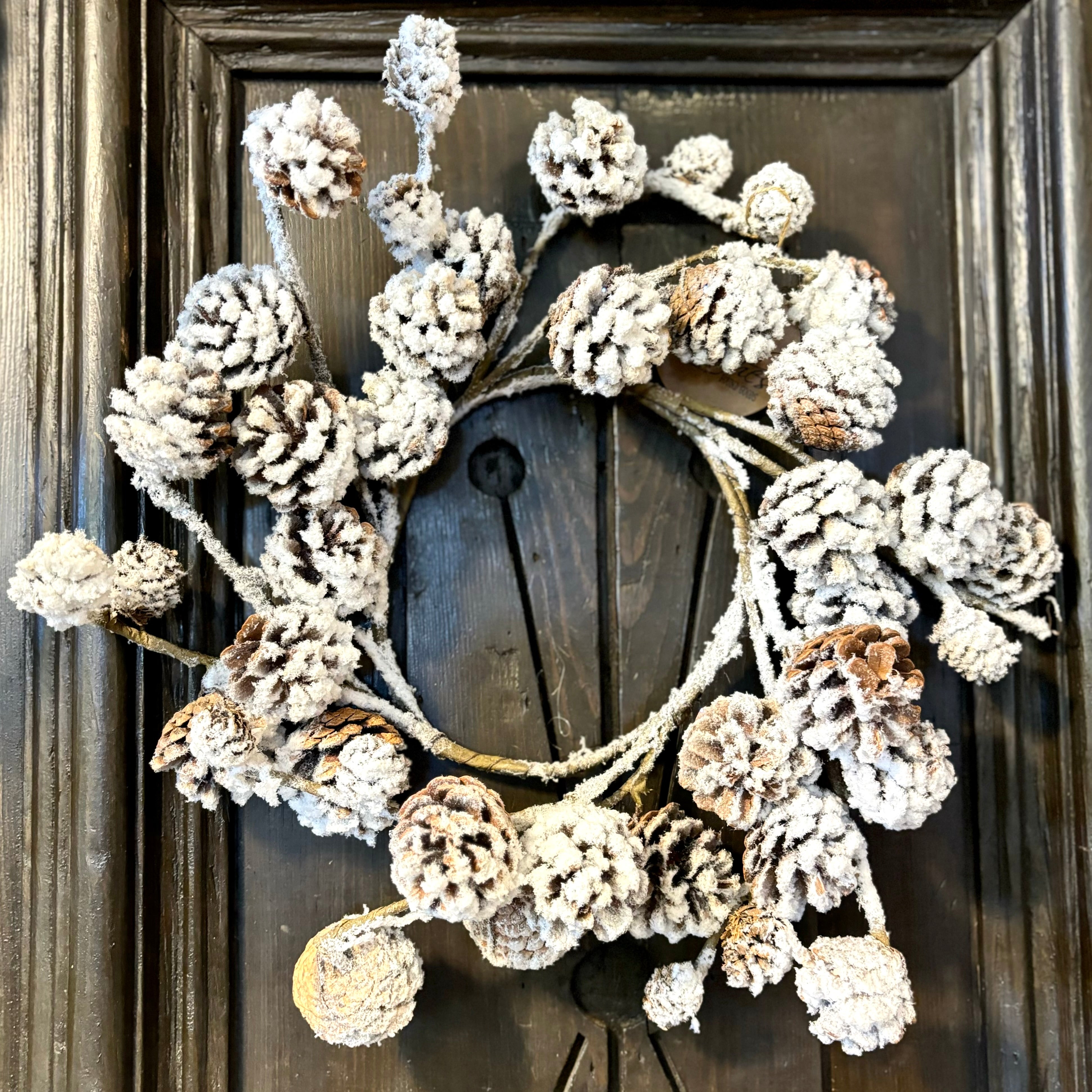 Snowy Pine Cone Candle Ring