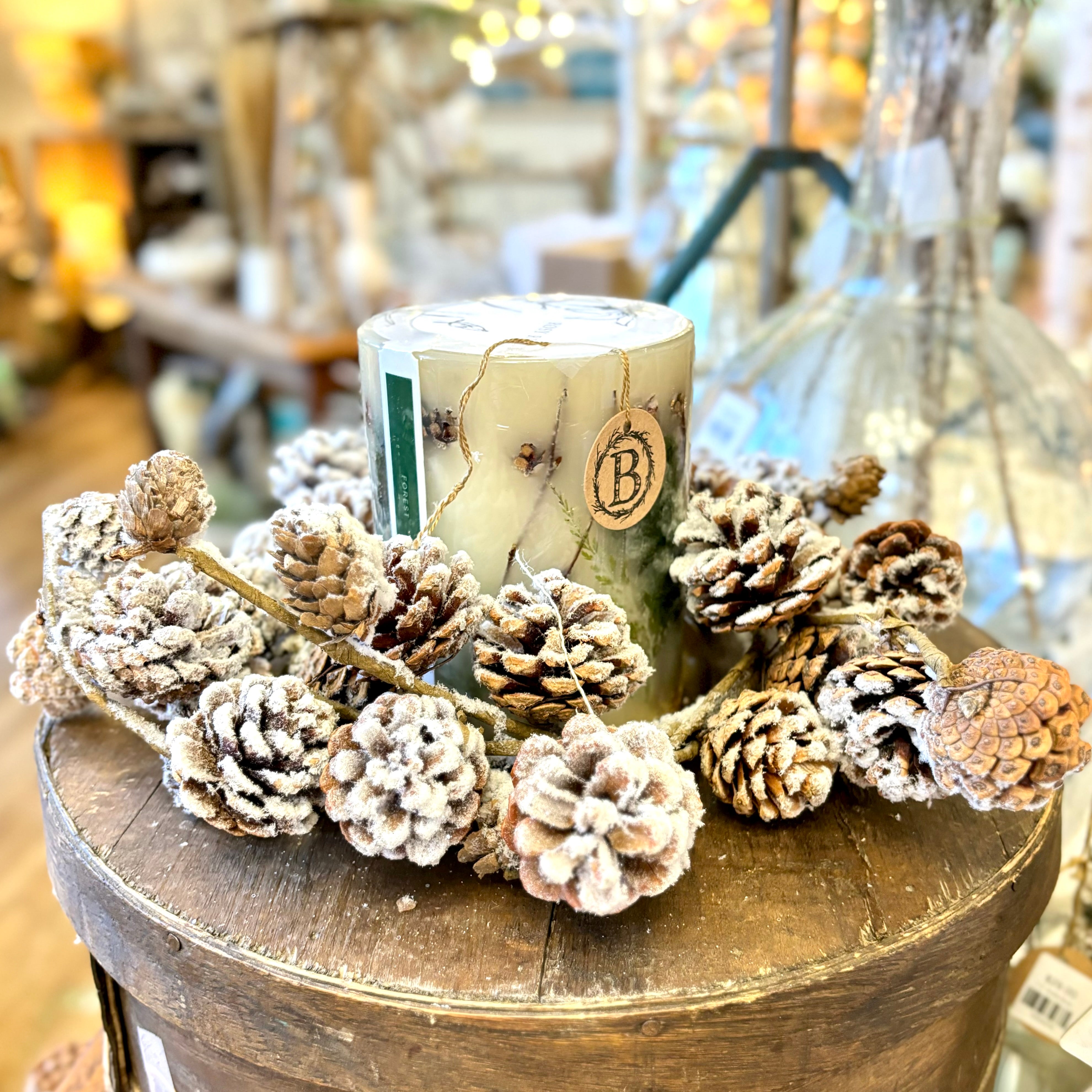 Snowy Pine Cone Candle Ring