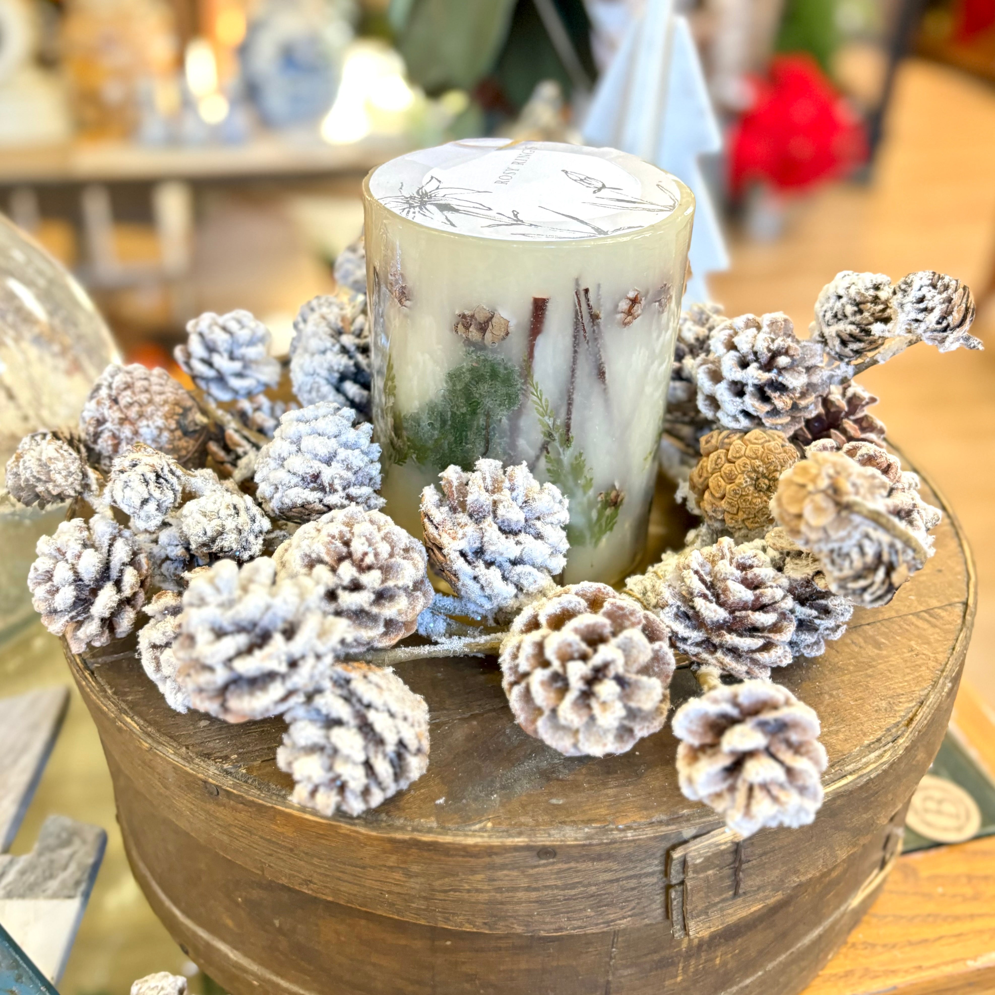 Snowy Pine Cone Candle Ring