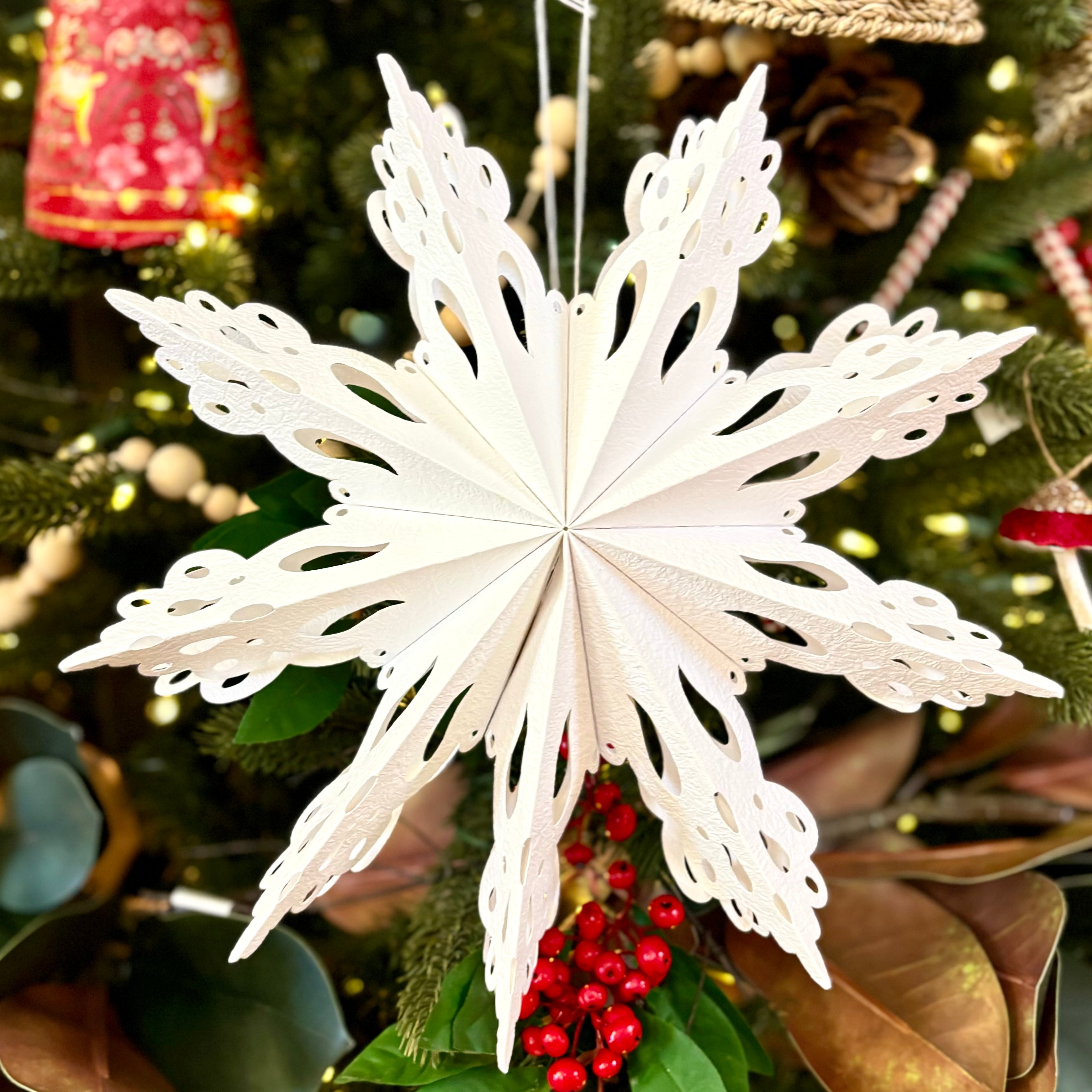 Fold Paper Cut Out Flower Snowflake Ornament