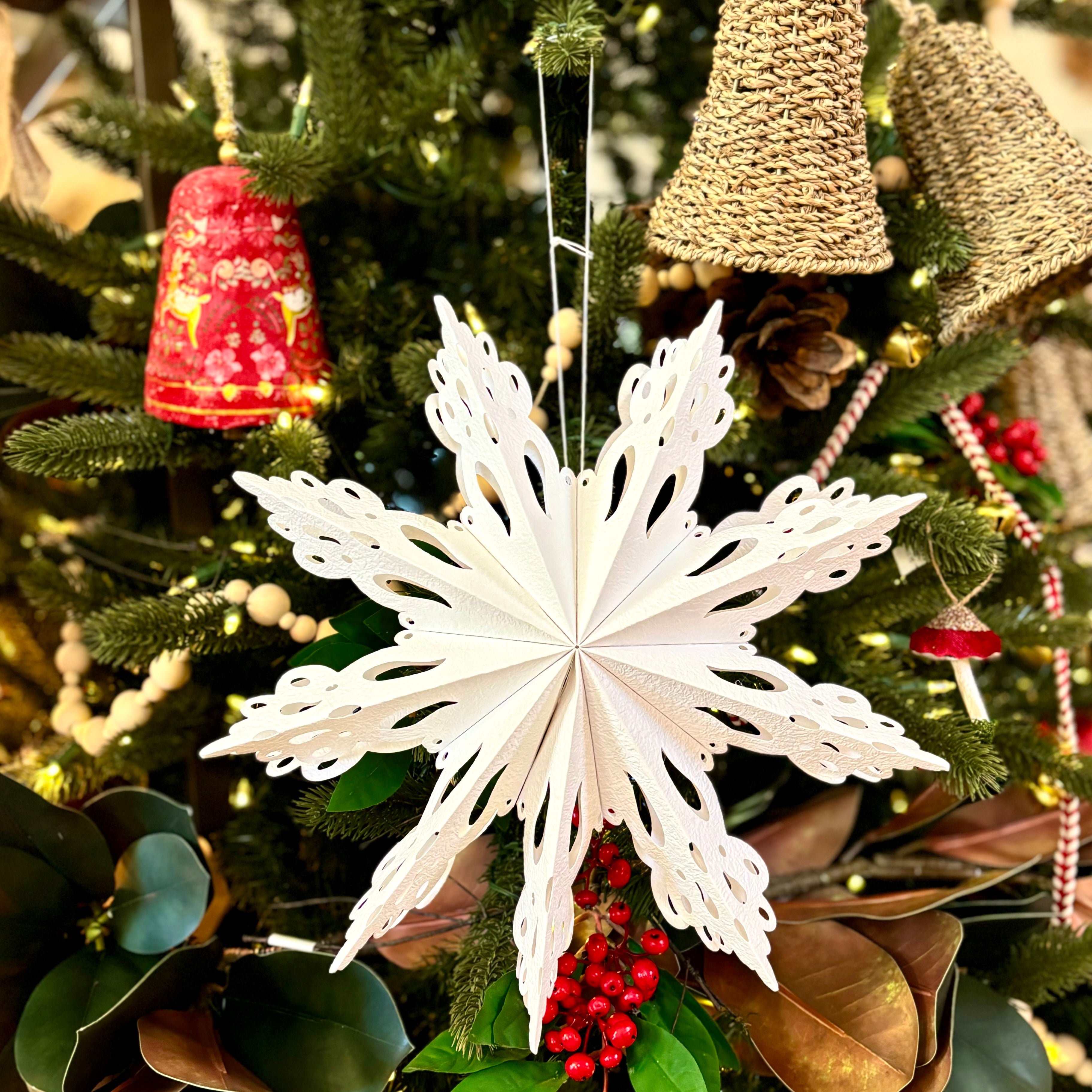 Fold Paper Cut Out Flower Snowflake Ornament