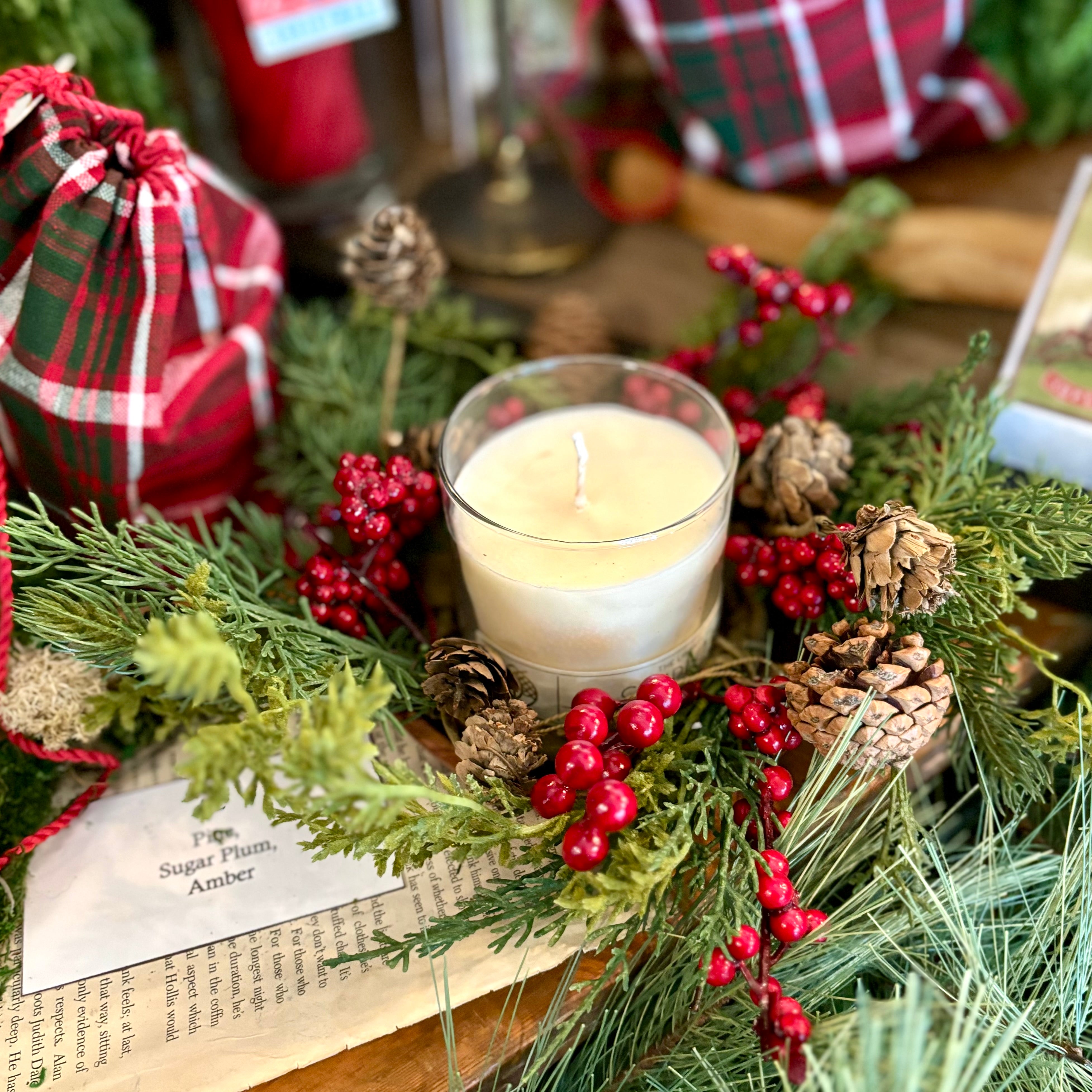 Candle Ring Mixed Cedar, Pine, Berry and Cone