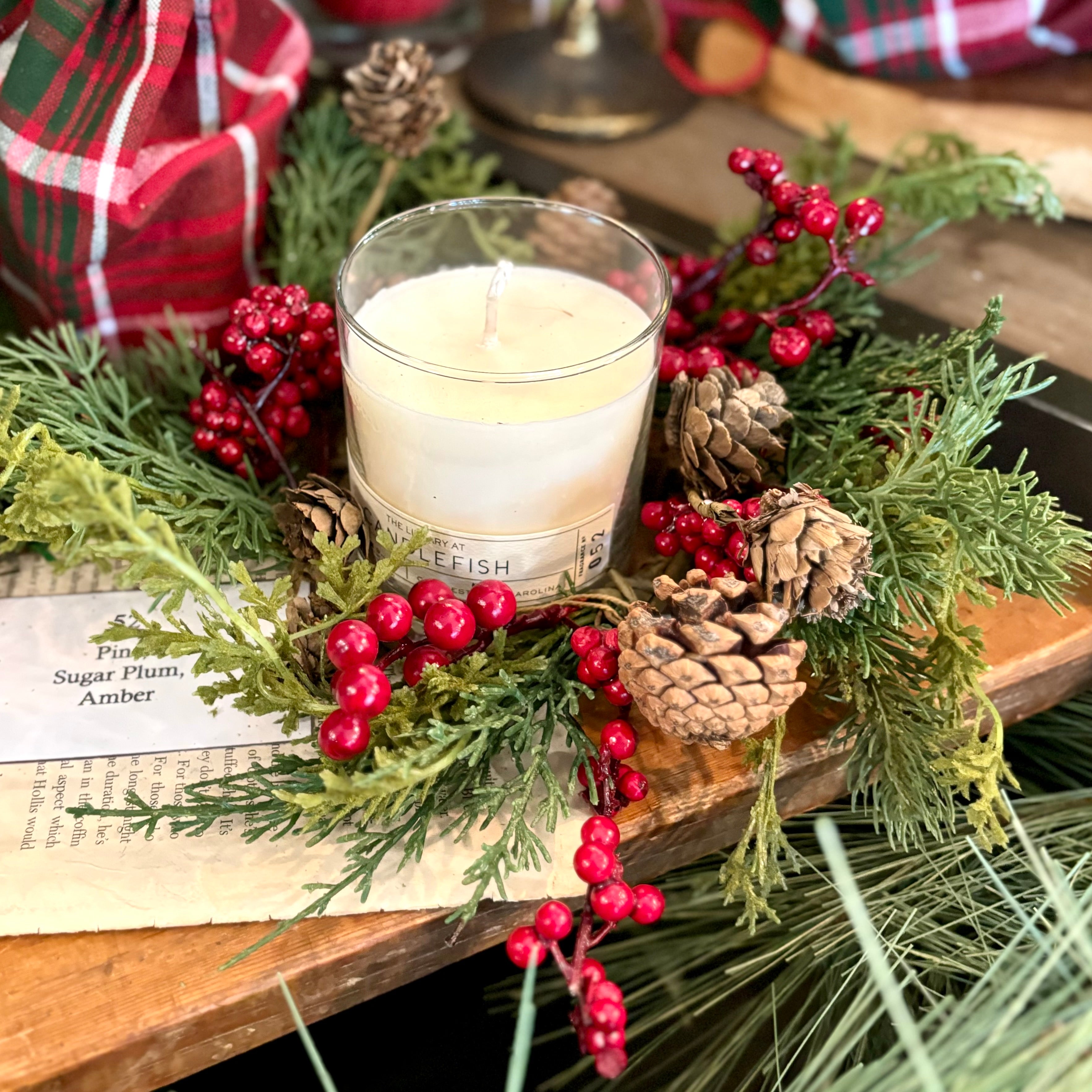 Candle Ring Mixed Cedar, Pine, Berry and Cone