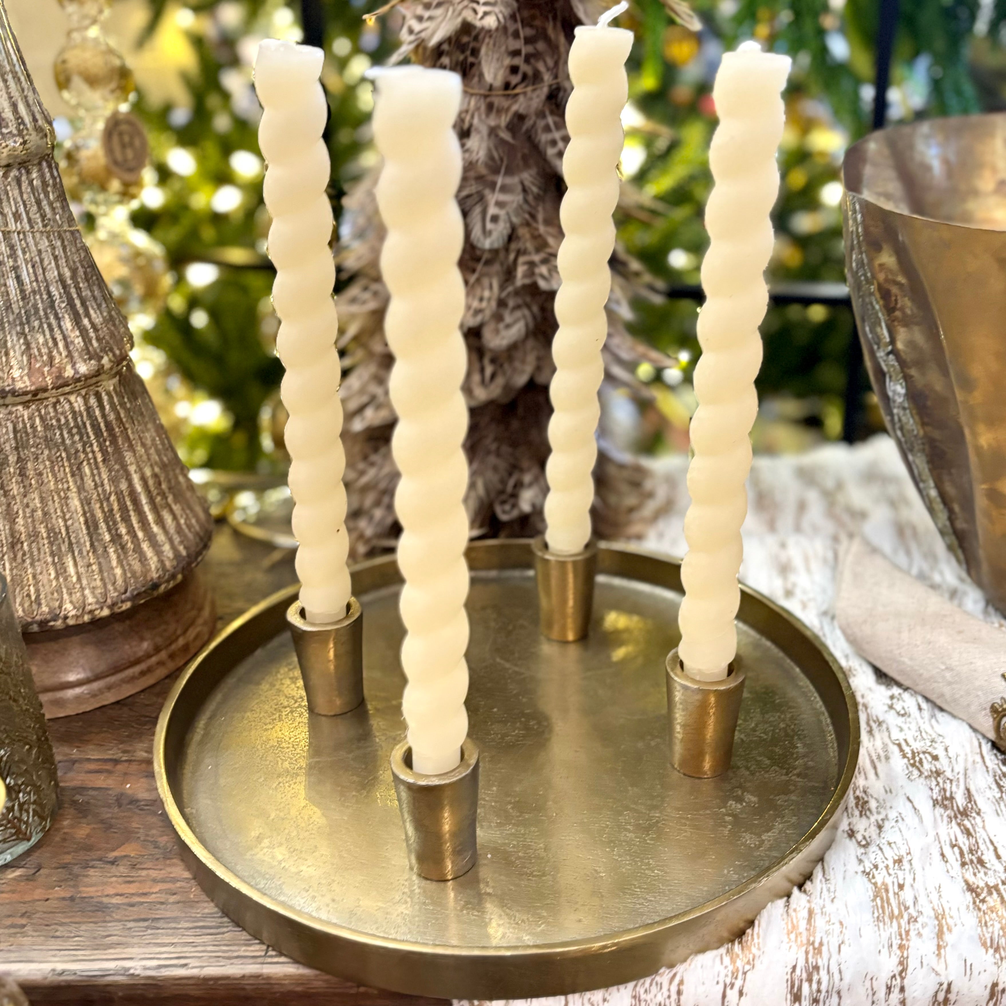 Advent Candle Holder Plate Antique Gold