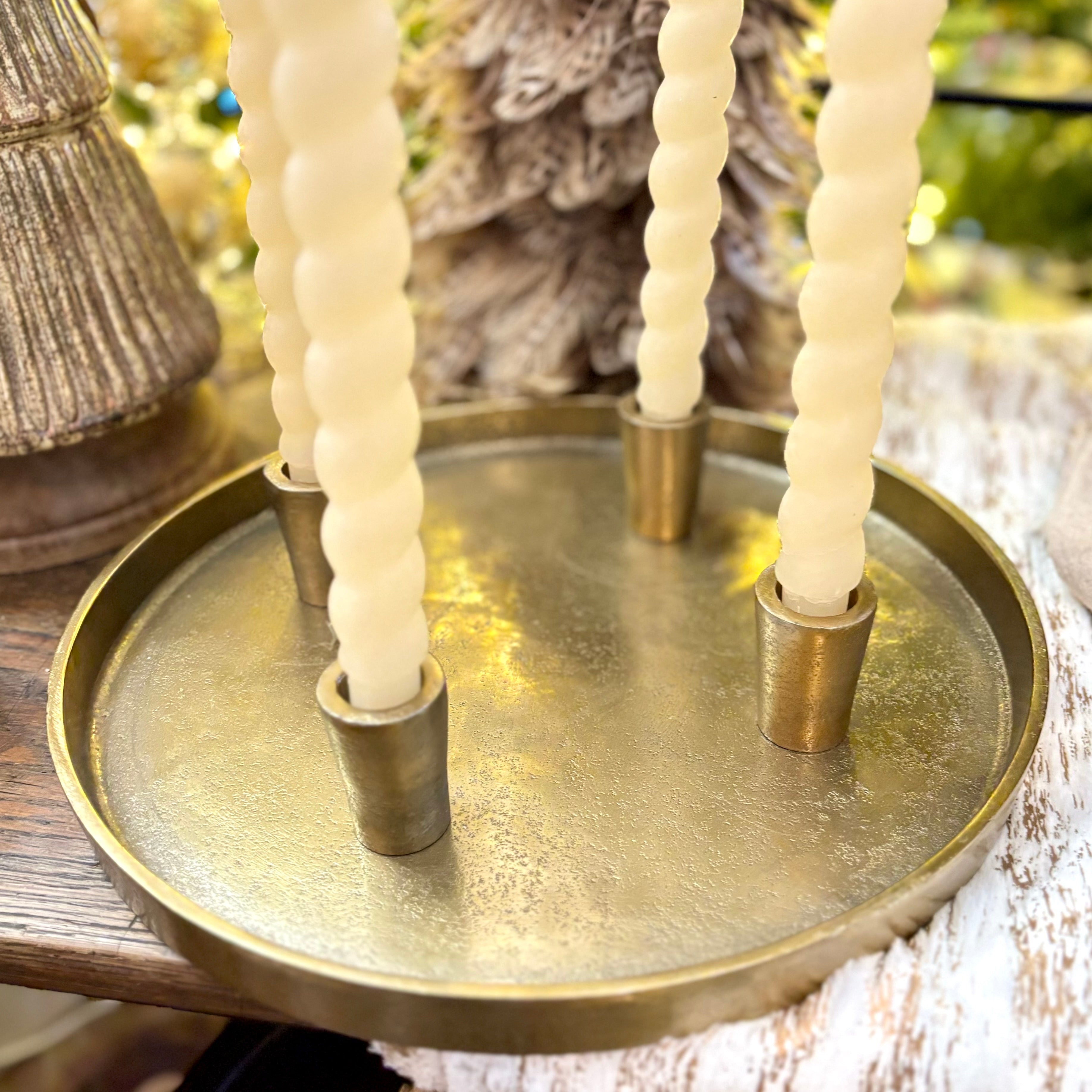 Advent Candle Holder Plate Antique Gold