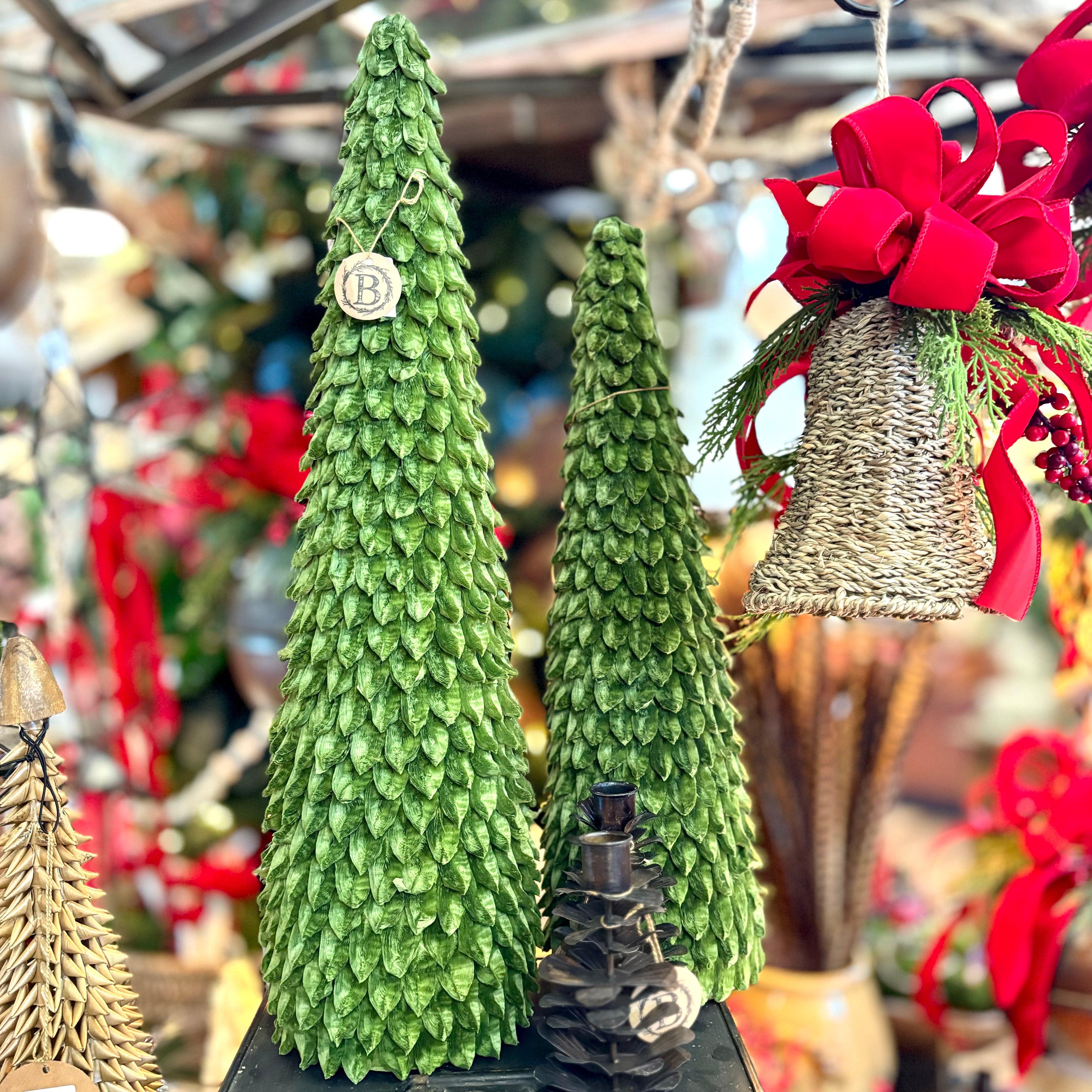 Dark Green Paper Petal Leaf Cone Tree Large