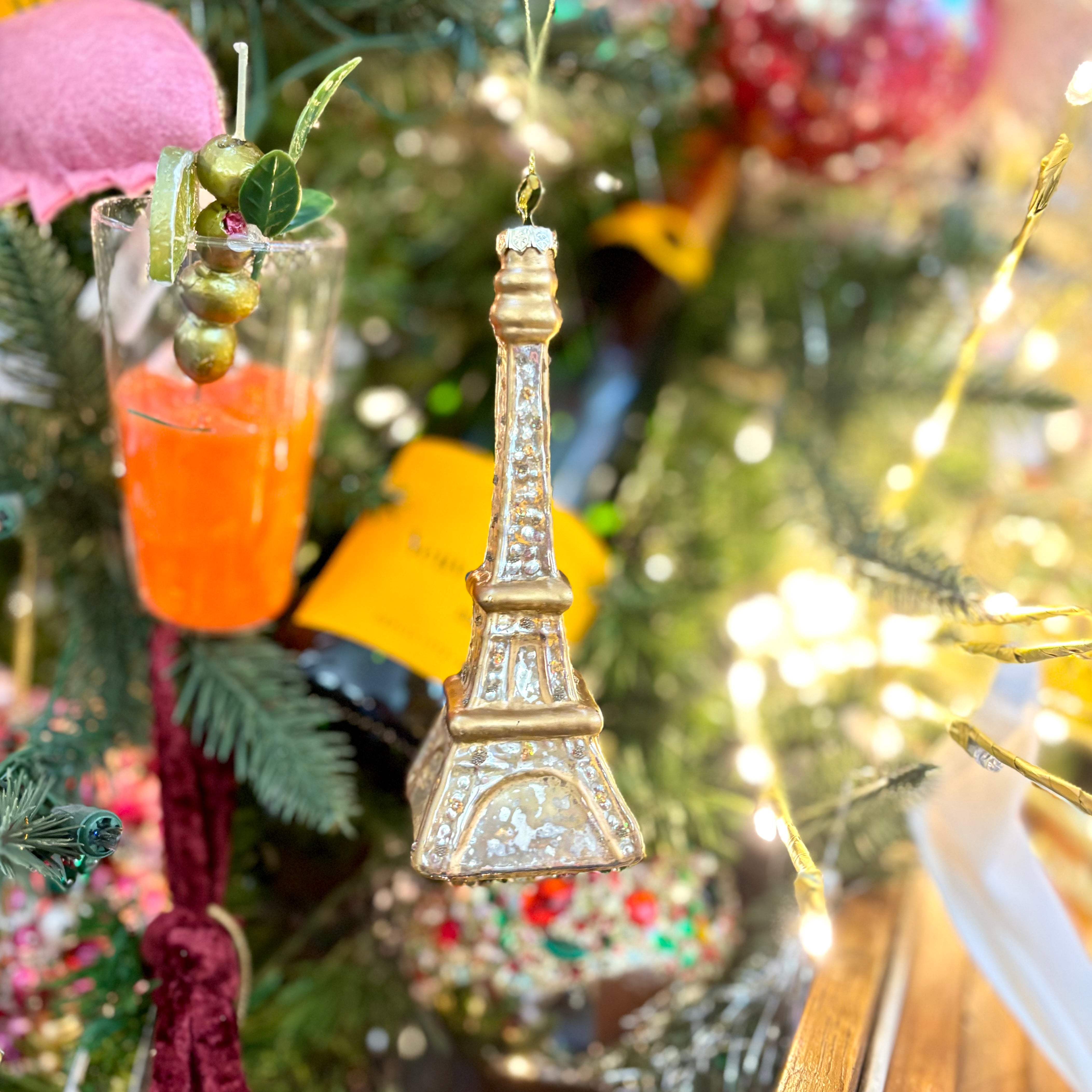 Glass Eiffel Tower Gold Silver Ornament