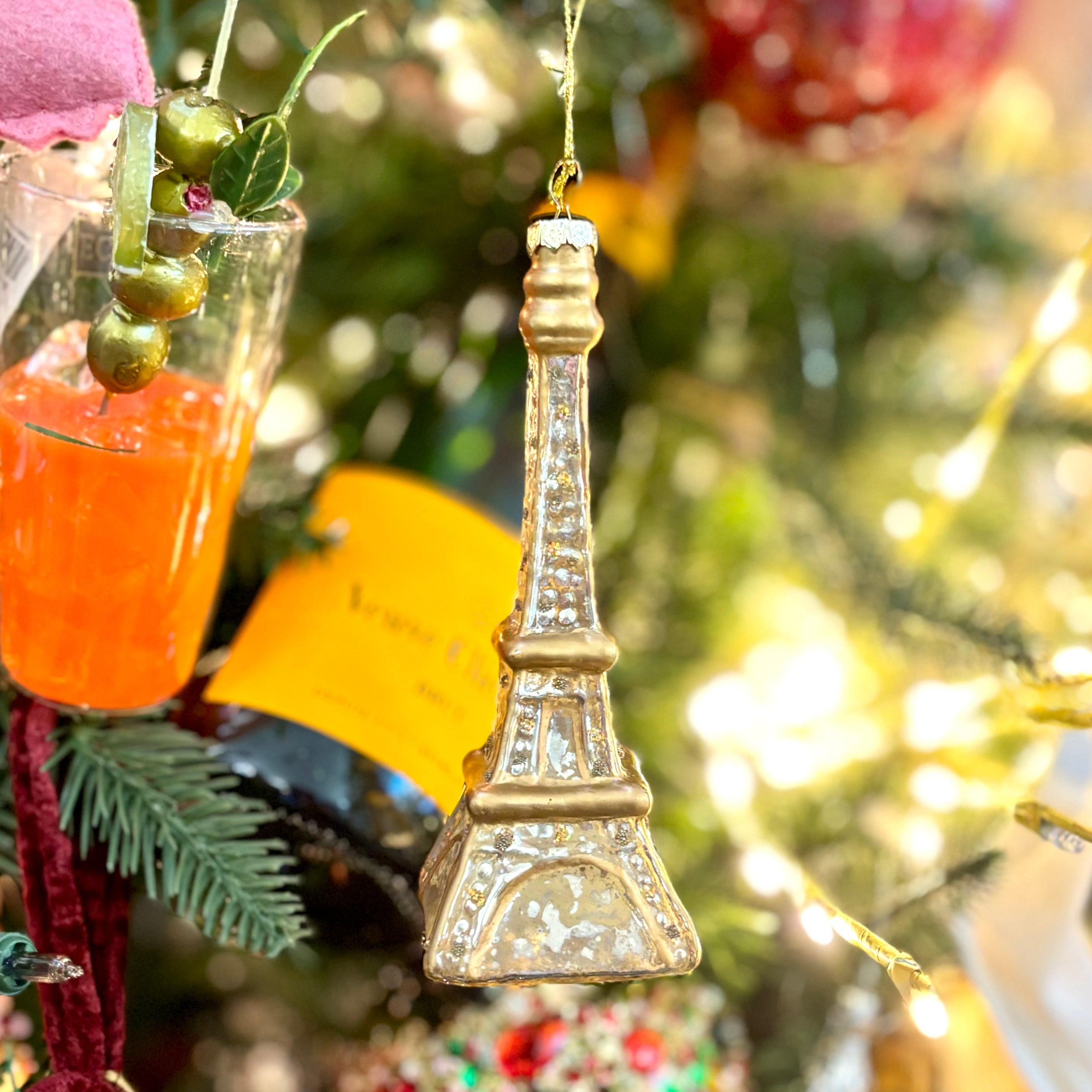 Glass Eiffel Tower Gold Silver Ornament