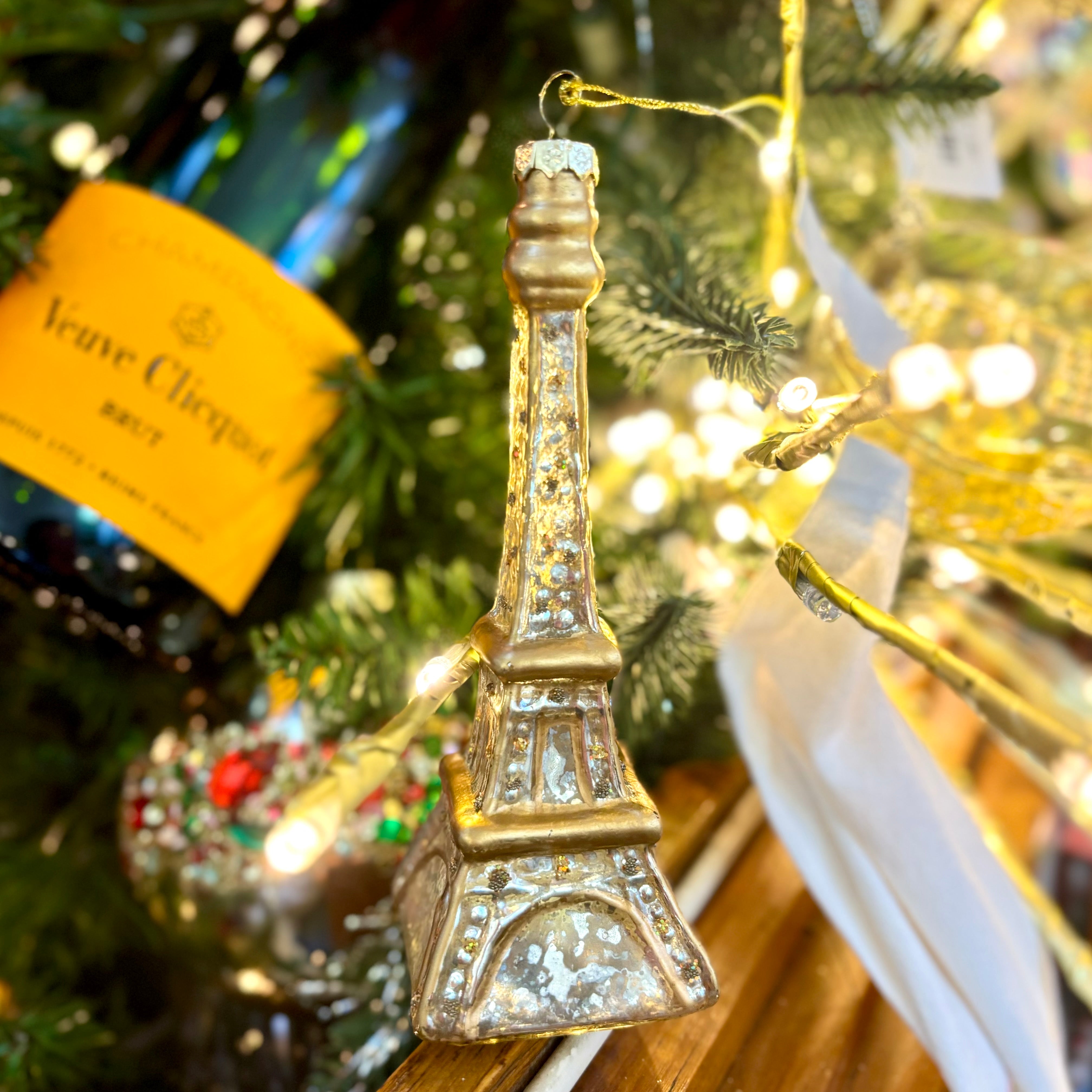 Glass Eiffel Tower Gold Silver Ornament