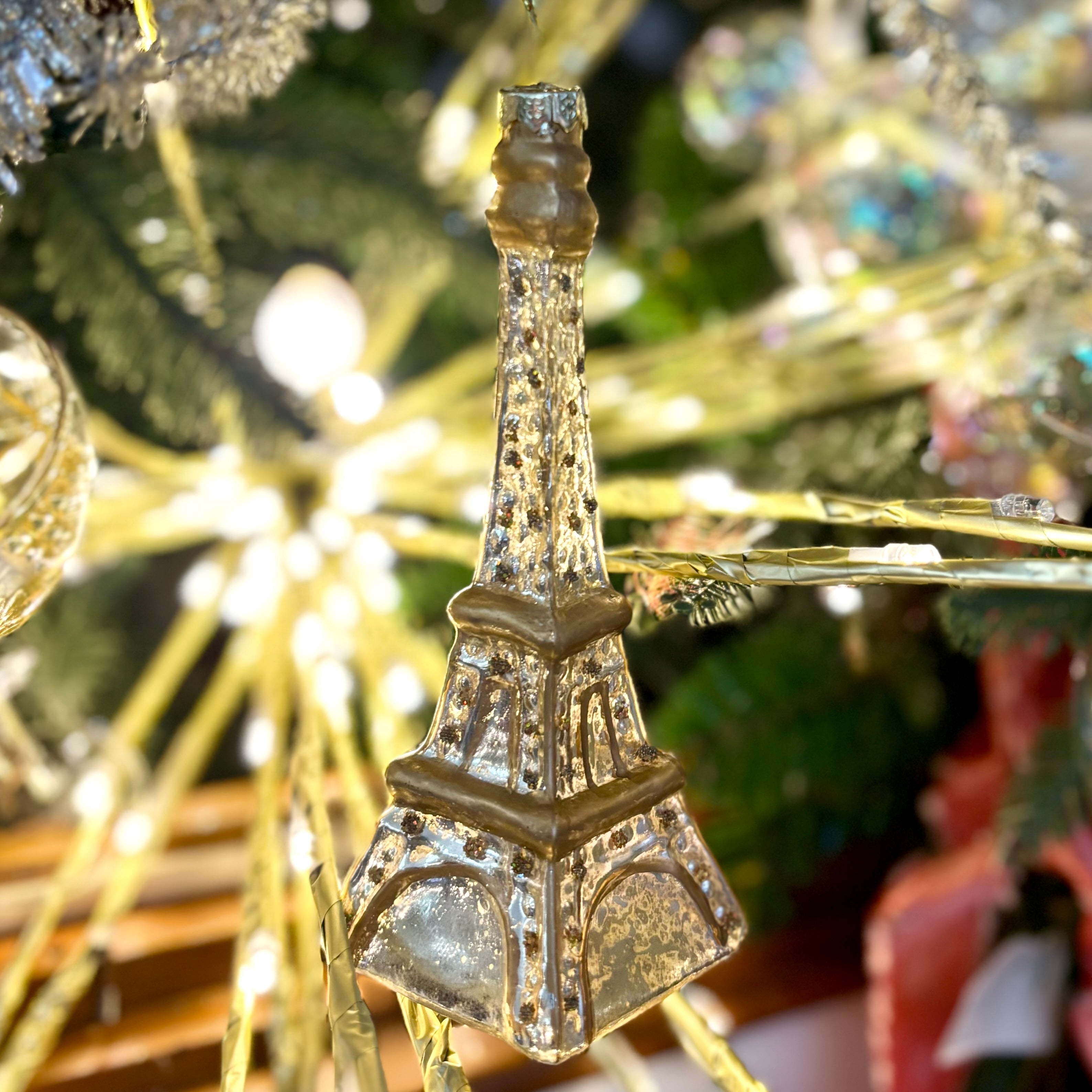 Glass Eiffel Tower Gold Silver Ornament