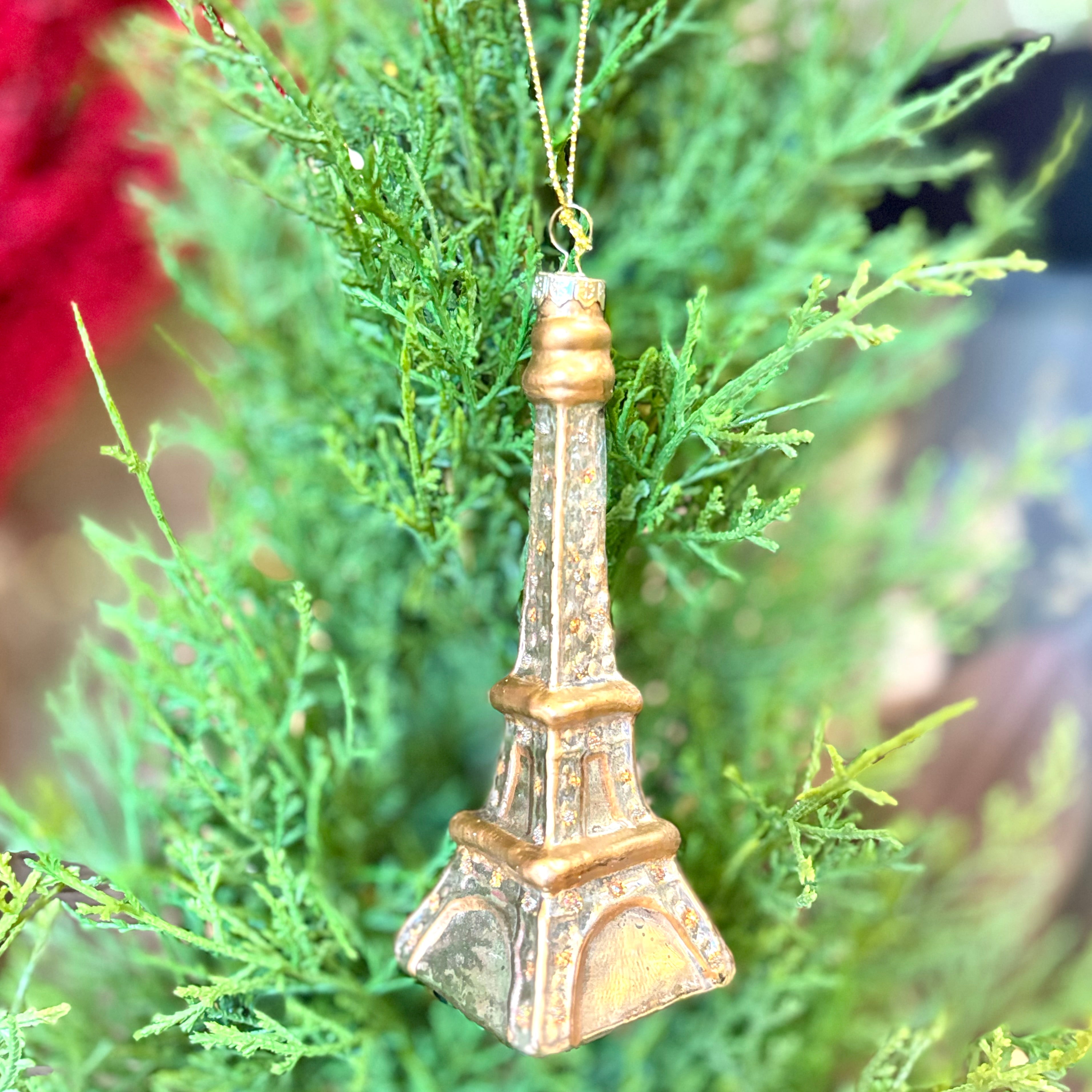 Glass Eiffel Tower Gold Silver Ornament