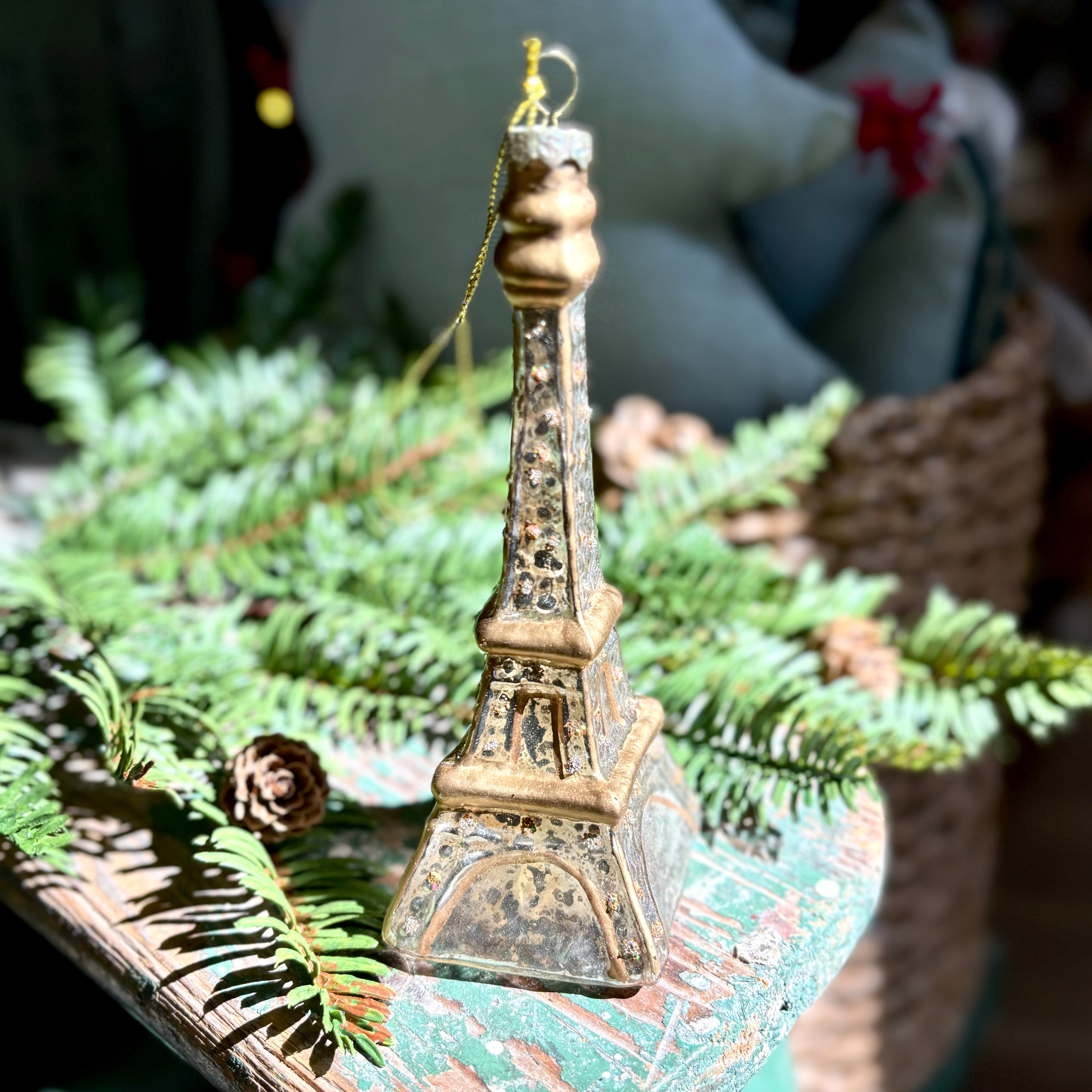 Glass Eiffel Tower Gold Silver Ornament