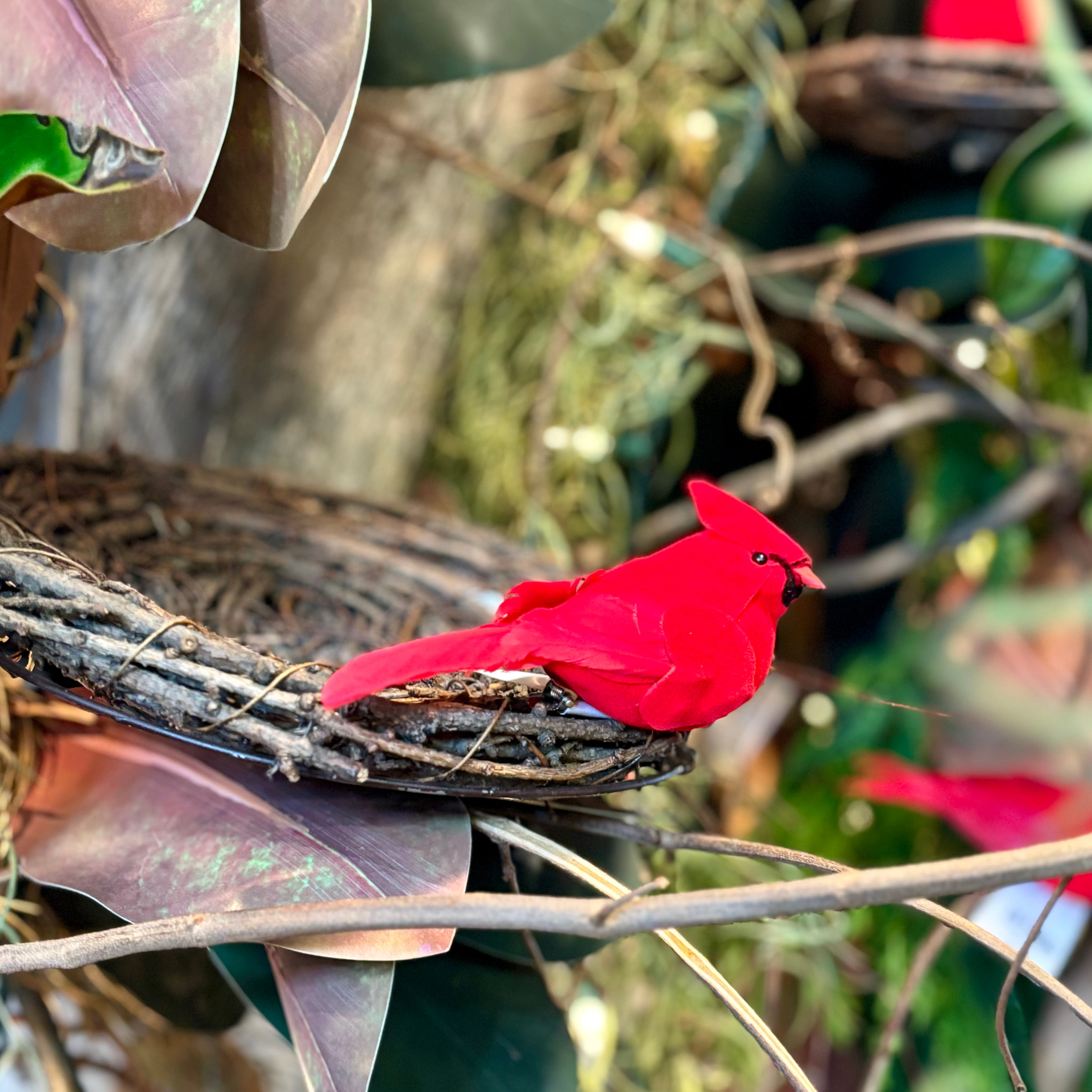 Velvet Feather Red Cardinal Clip Ornament