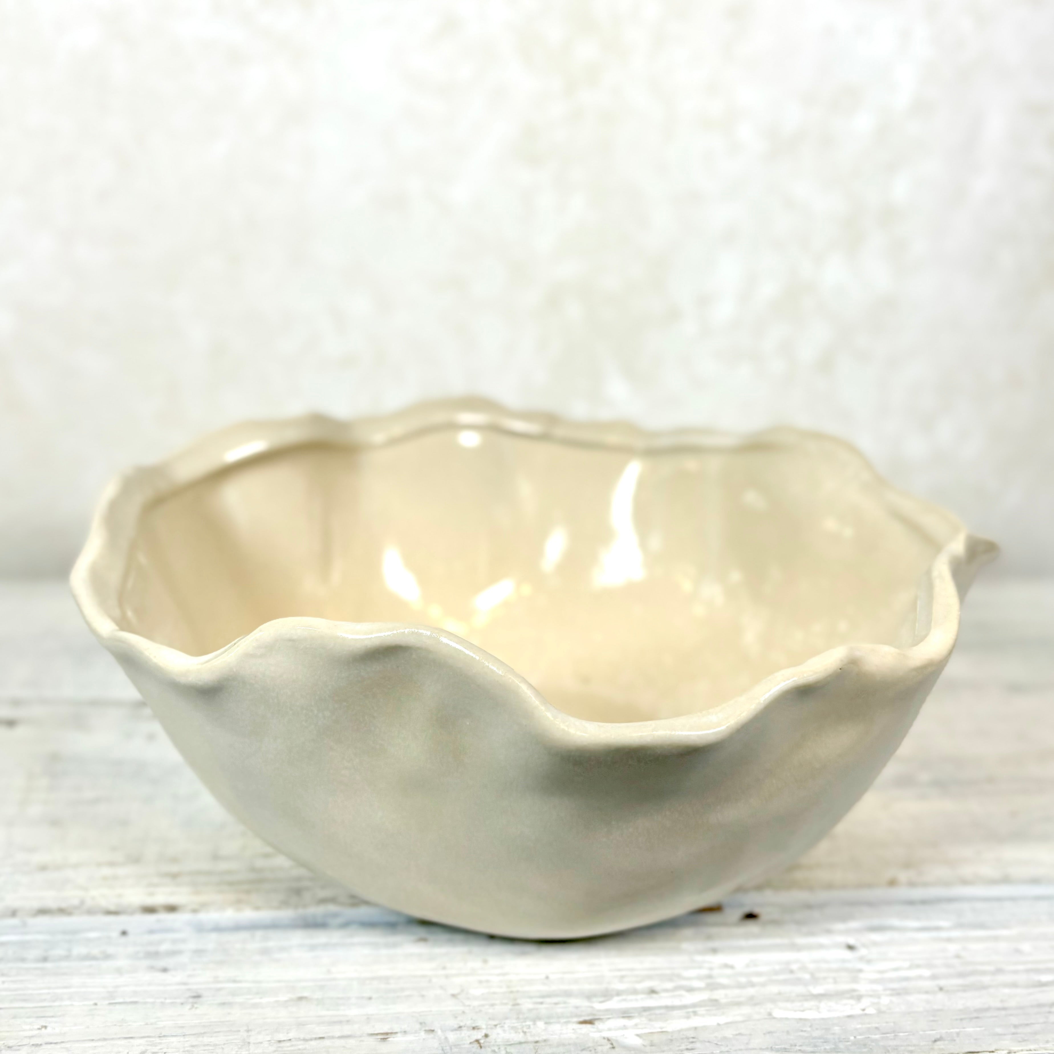 Ceramic Cream Organic Bowl Small