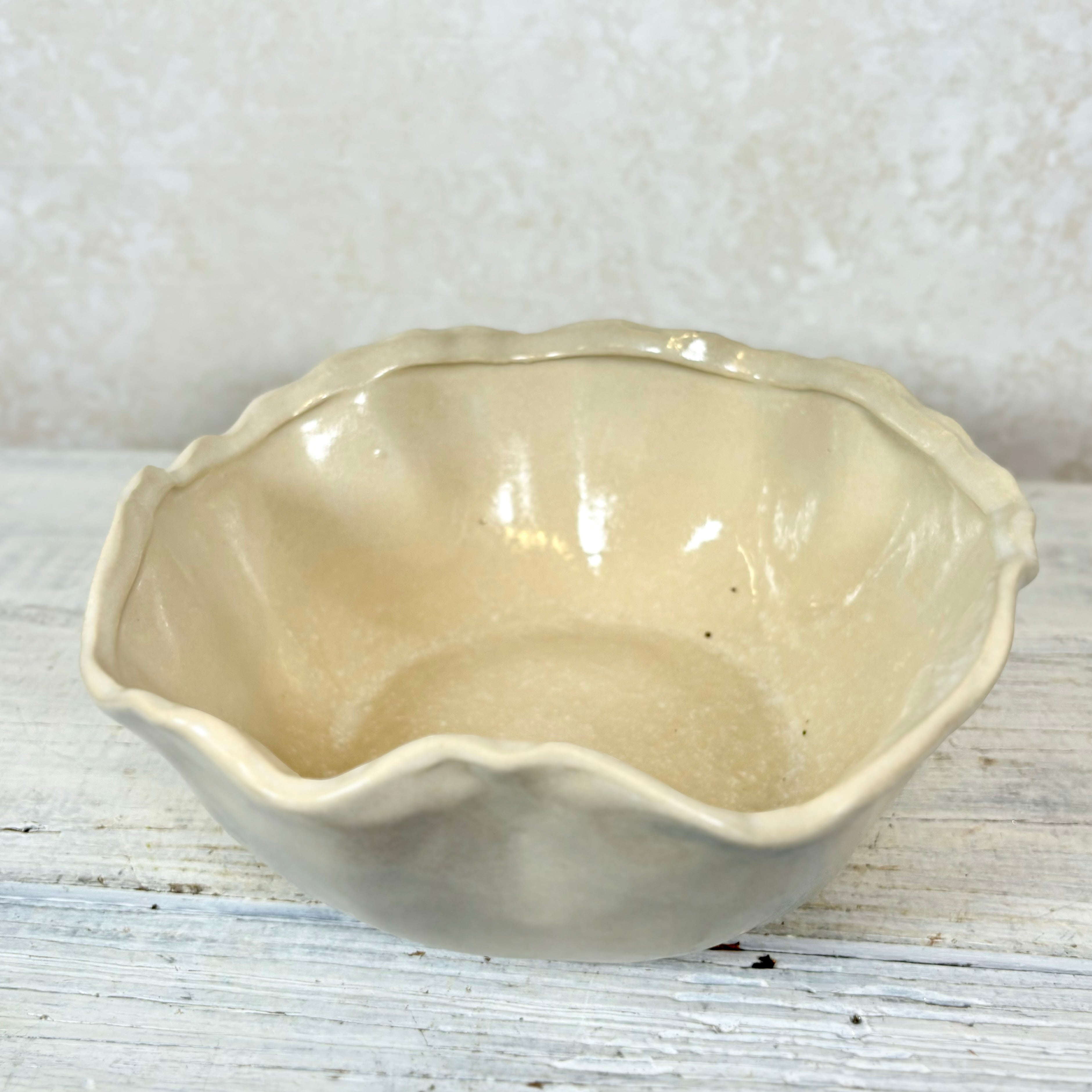 Ceramic Cream Organic Bowl Small