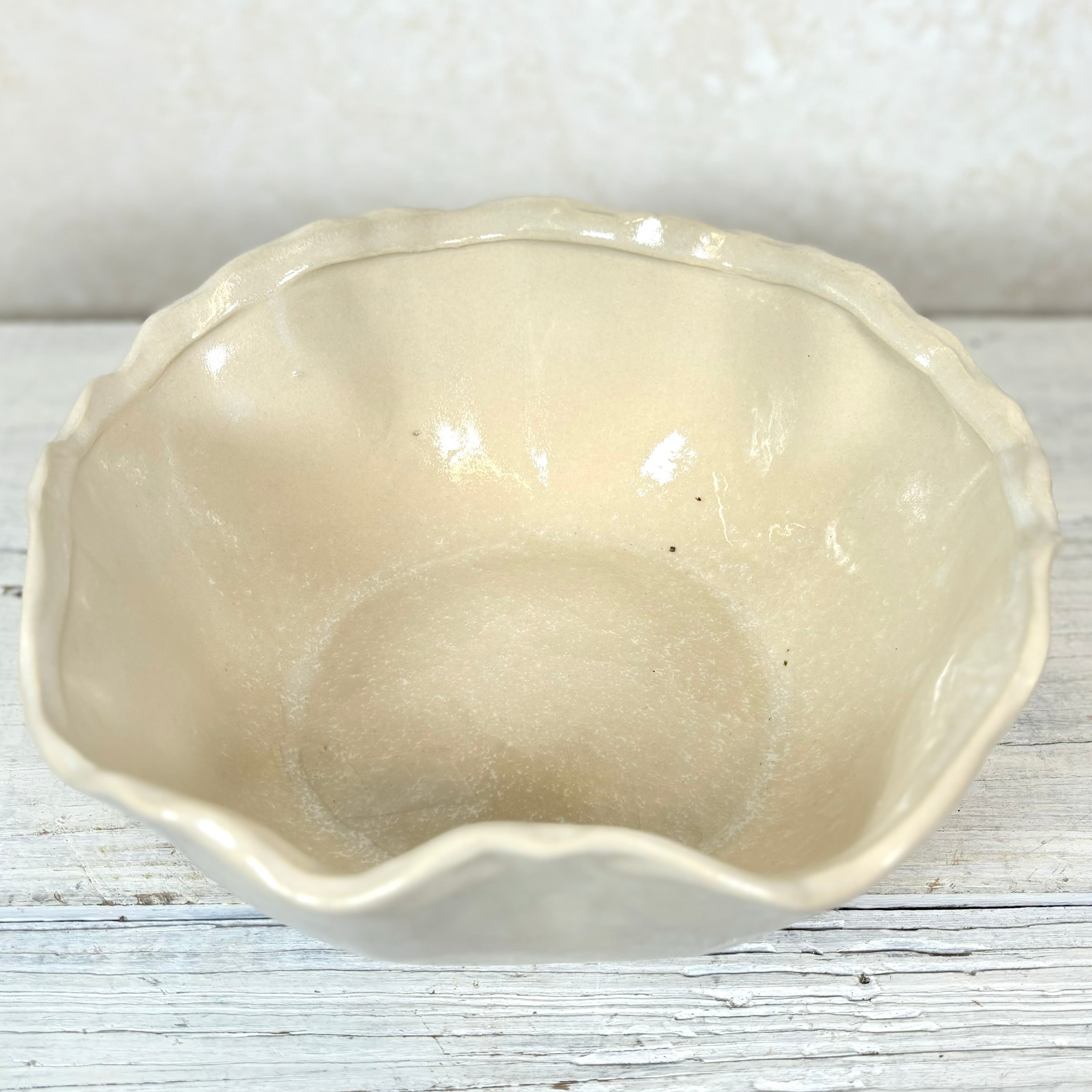 Ceramic Cream Organic Bowl Small