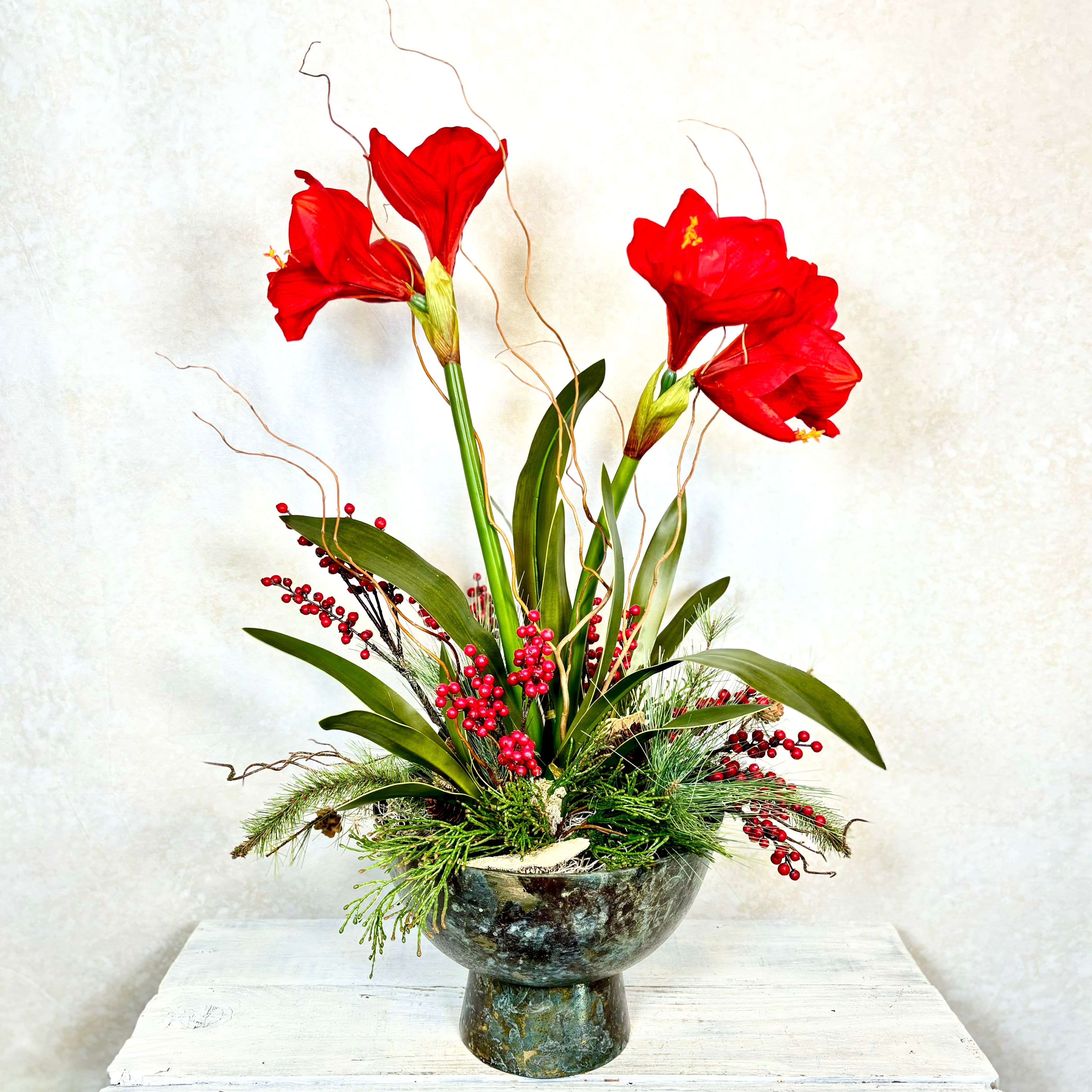 Red Amaryllis Double Centerpiece Drop In