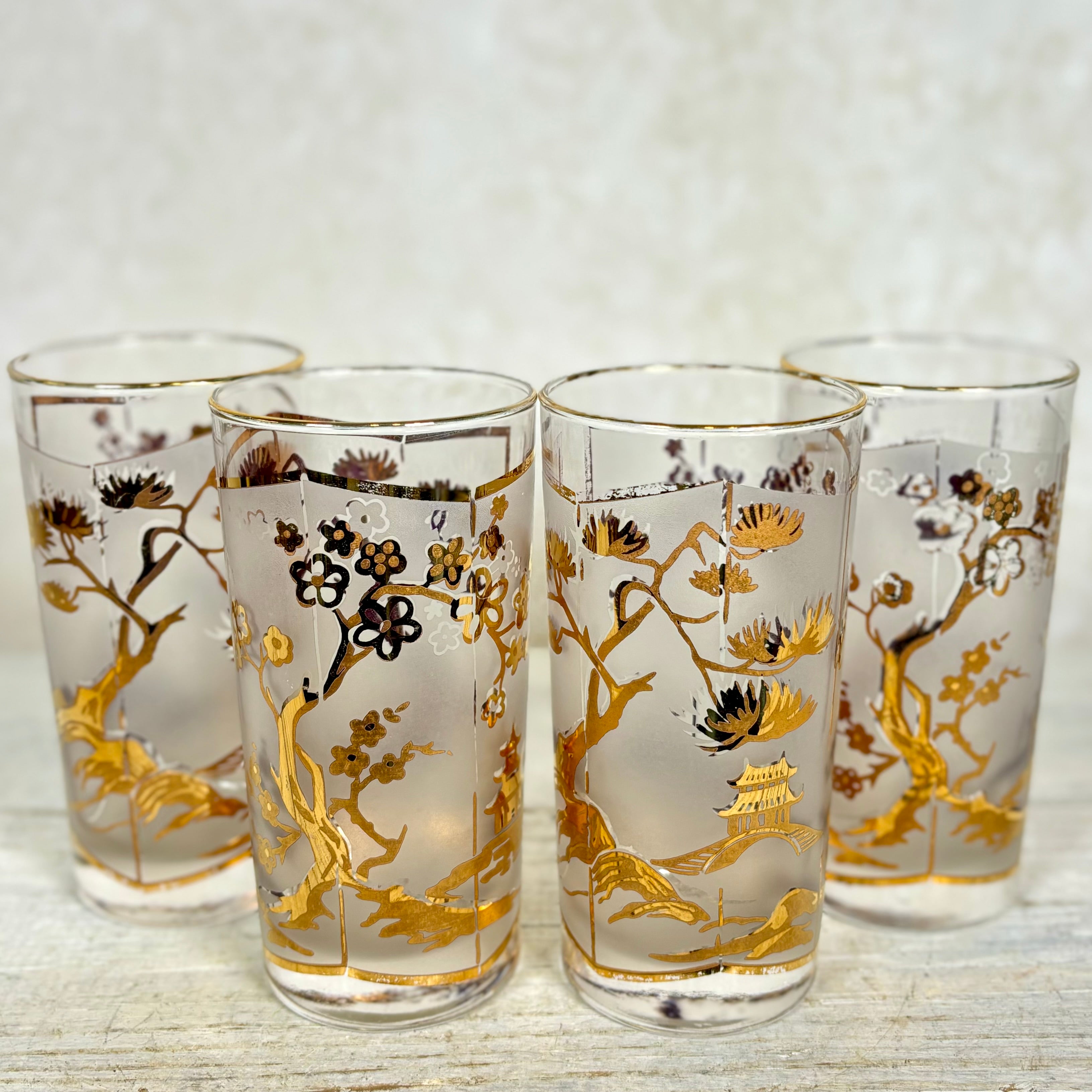 MCM Asian Chinoiserie Glasses Set of Four