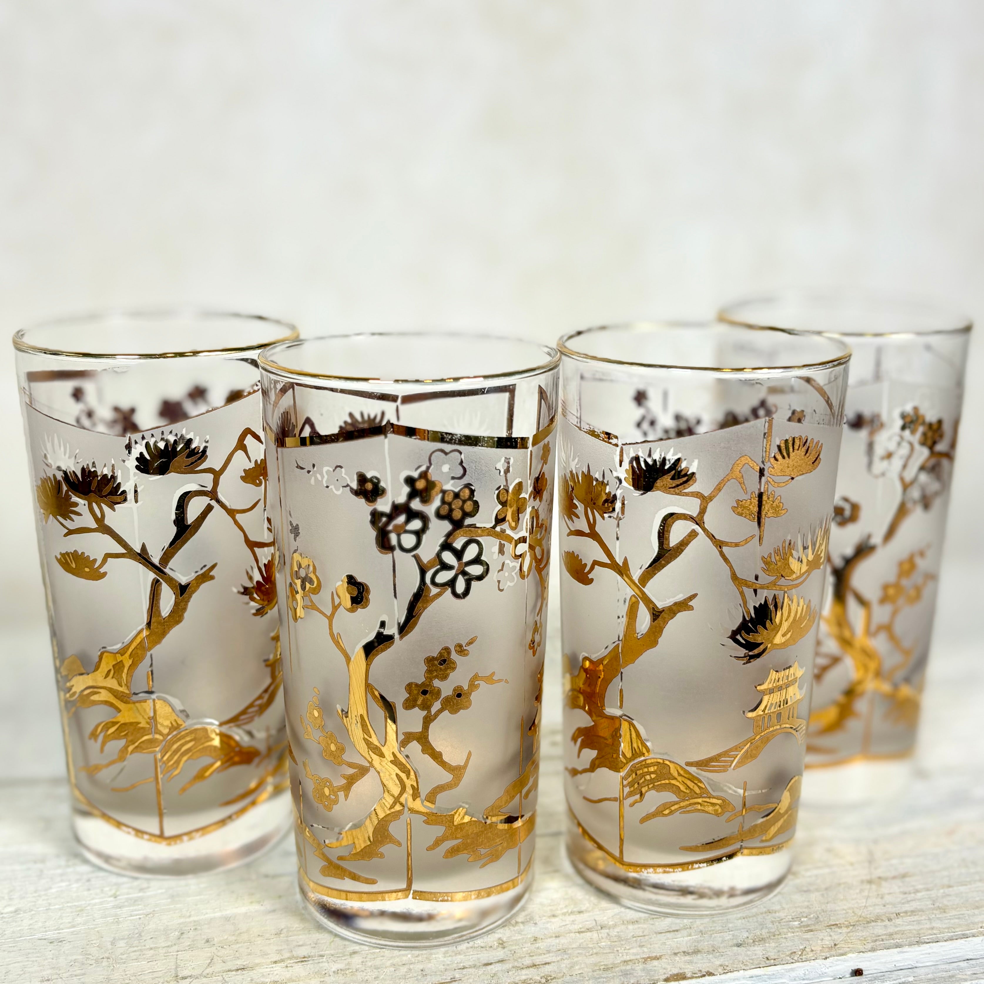 MCM Asian Chinoiserie Glasses Set of Four