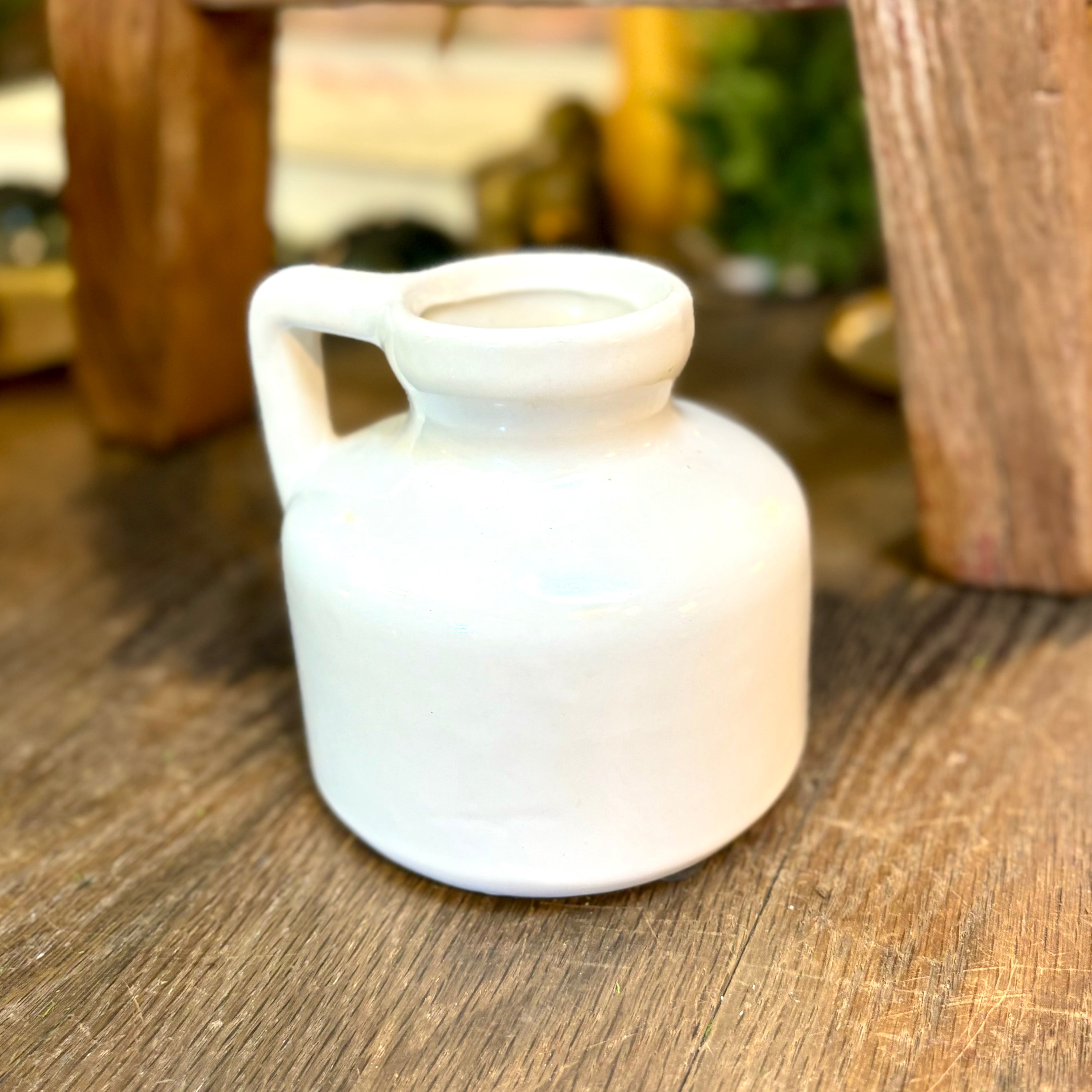 White Ceramic Jug with Handle